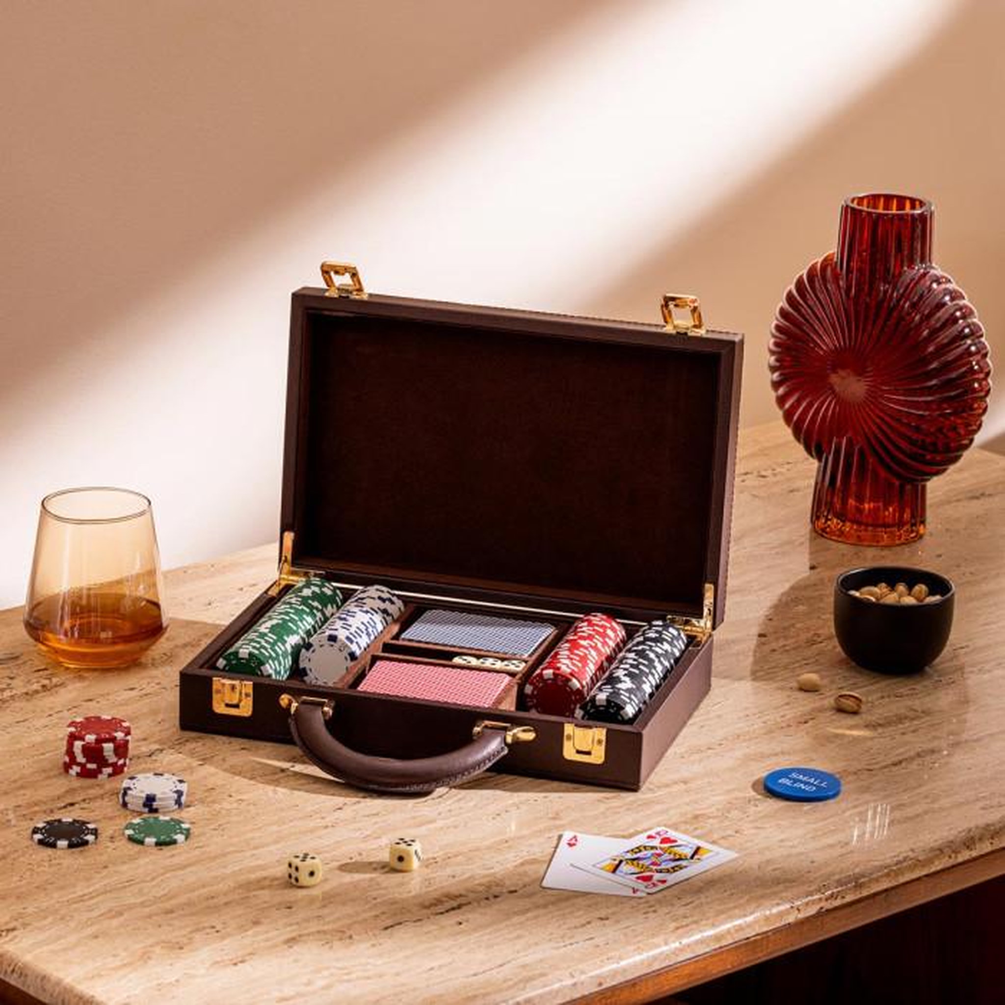Voir la diapositive 4 : ATMOSPHERA Mallette de Poker  Jule  30cm Marron