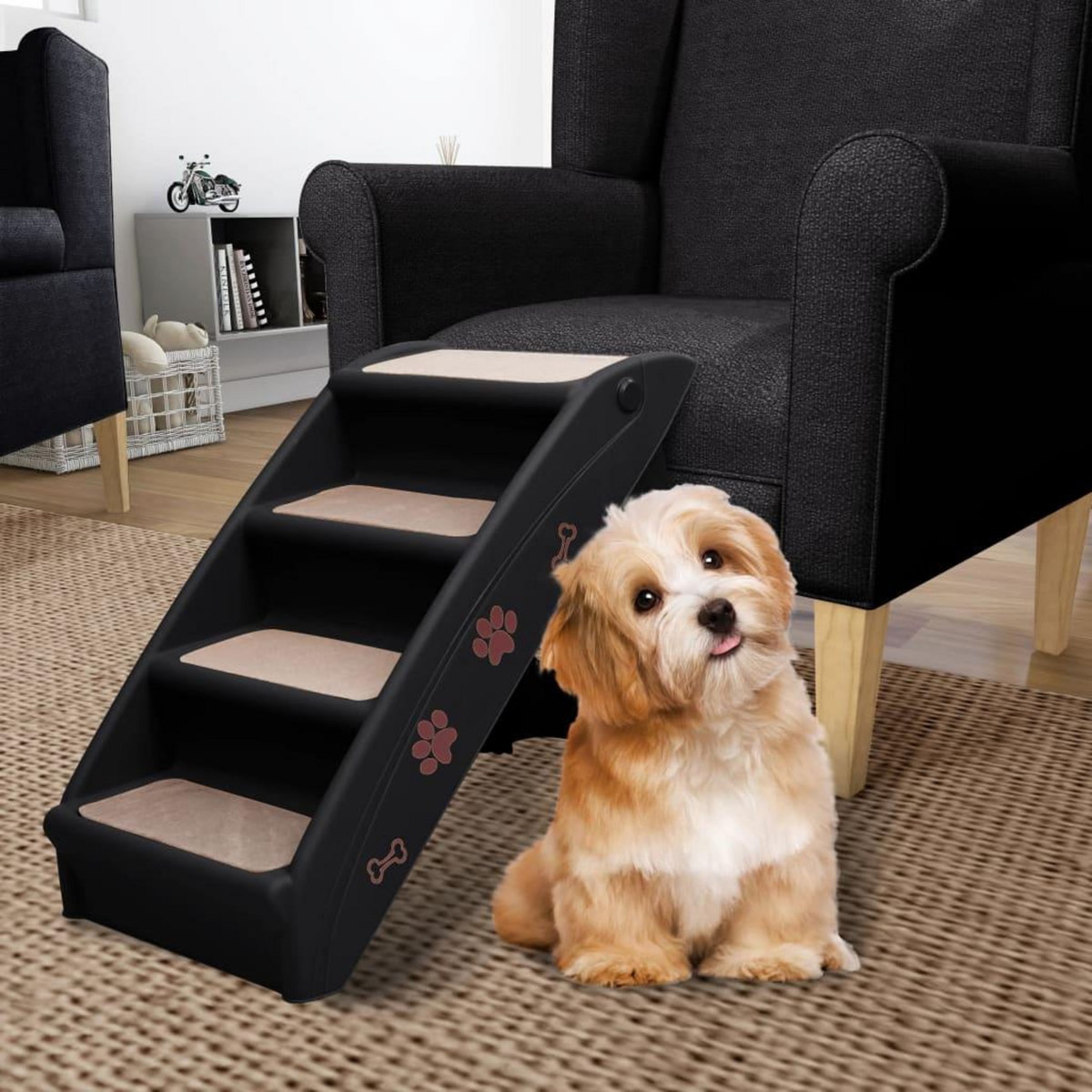 VIDAXL Escaliers pliables pour chiens Noir 62x40x49,5 cm