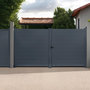 Voir la diapositive 2 : ID MARKET Portail battant 302x160 cm en aluminium gris anthracite