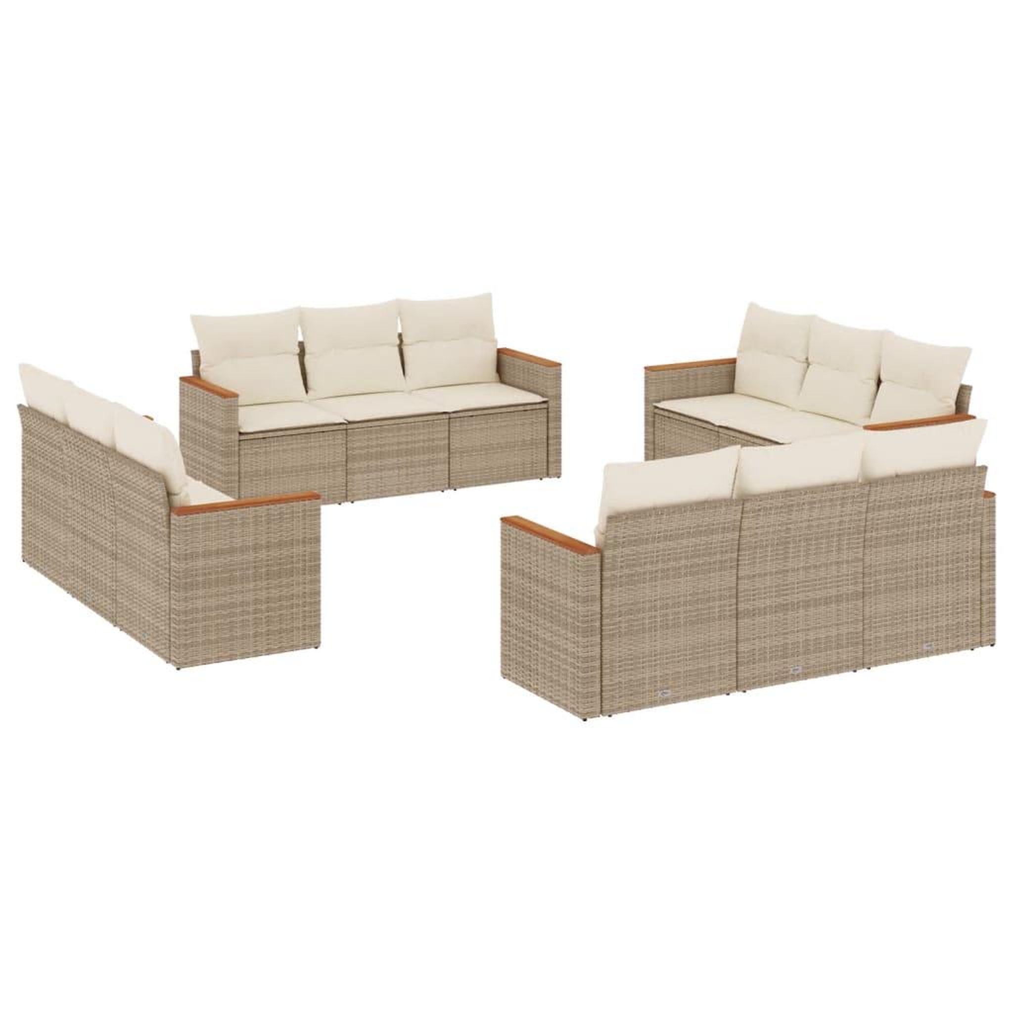 Voir la diapositive 2 : VIDAXL Salon de jardin avec coussins 12 pcs beige resine tressee