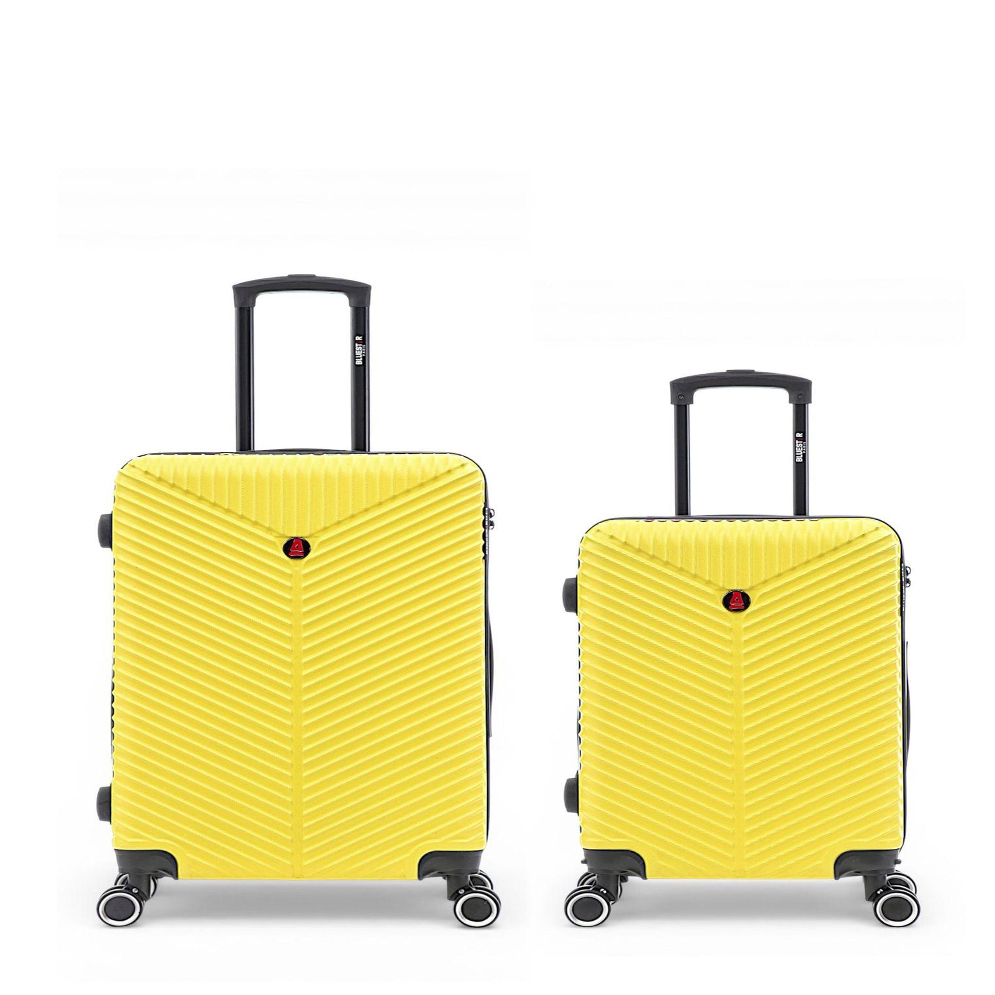 BLUESTAR Lot de 2 Valises Rigides Taille Moyenne et Cabine GAITE. Coloris disponibles : Bleu, Vert, Jaune, Rose