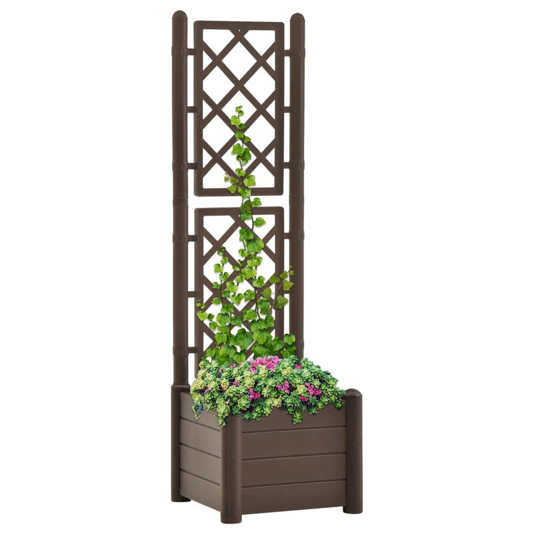 Voir la diapositive 1 : VIDAXL Jardiniere avec treillis 43x43x142 cm PP Moka
