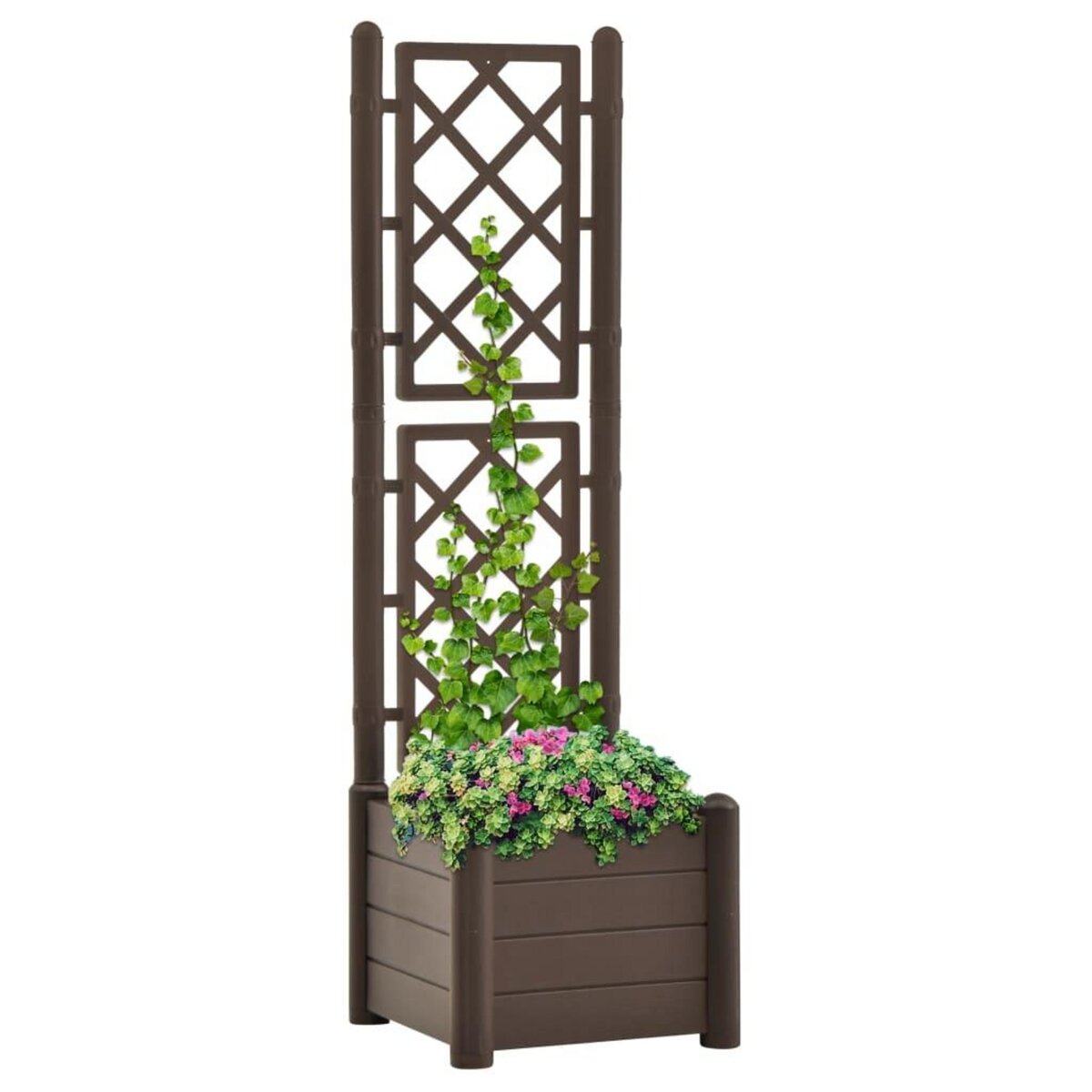 VIDAXL Jardiniere avec treillis 43x43x142 cm PP Moka