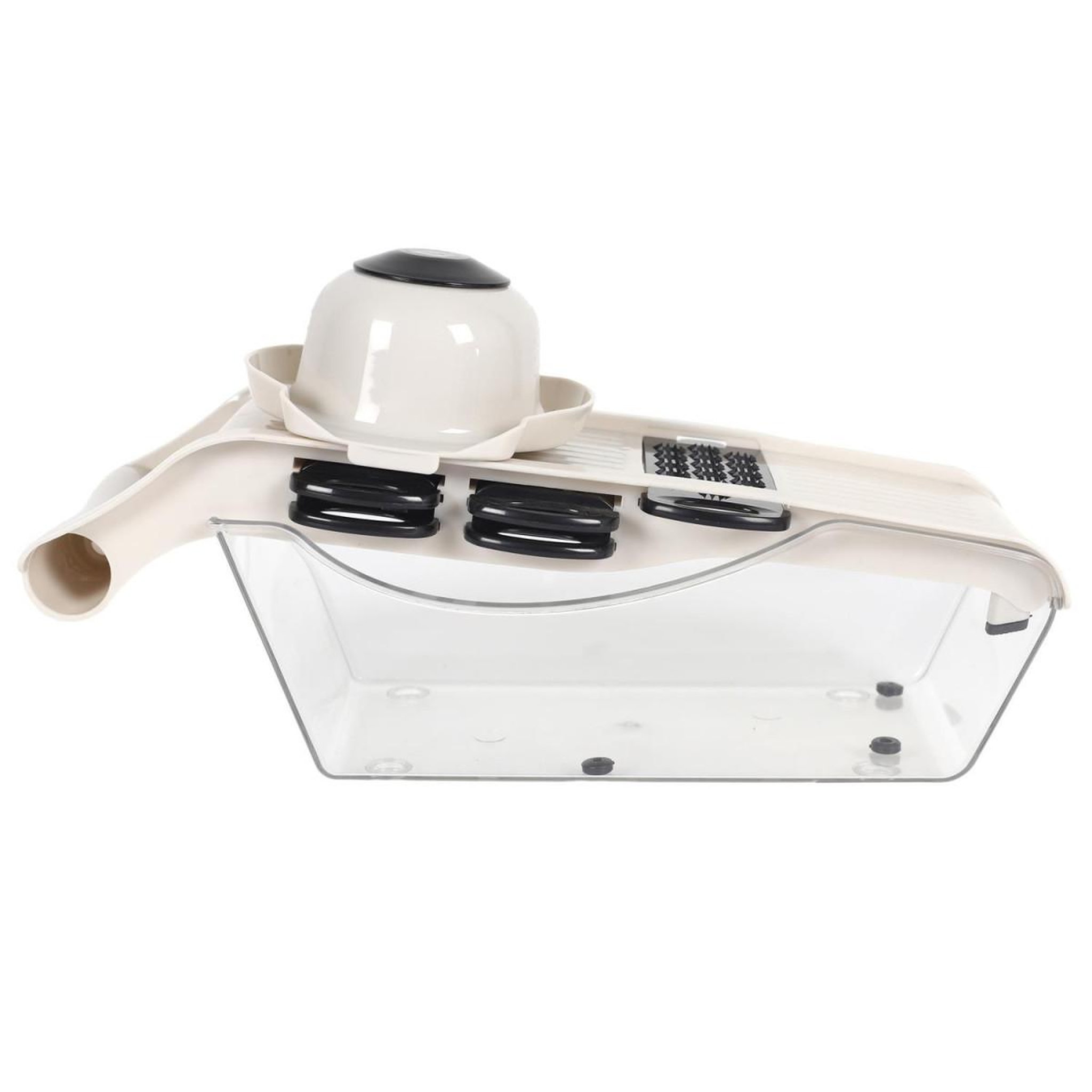 Voir la diapositive 2 : COOK CONCEPT Mandoline avec réservoir  5 accessoires  32cm beige