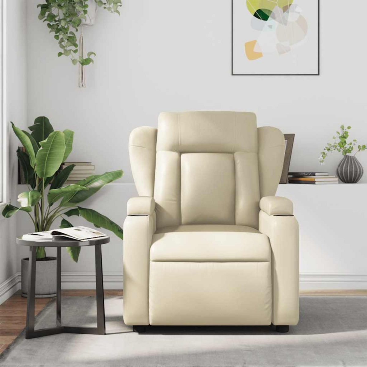 VIDAXL Fauteuil inclinable de massage Creme Similicuir