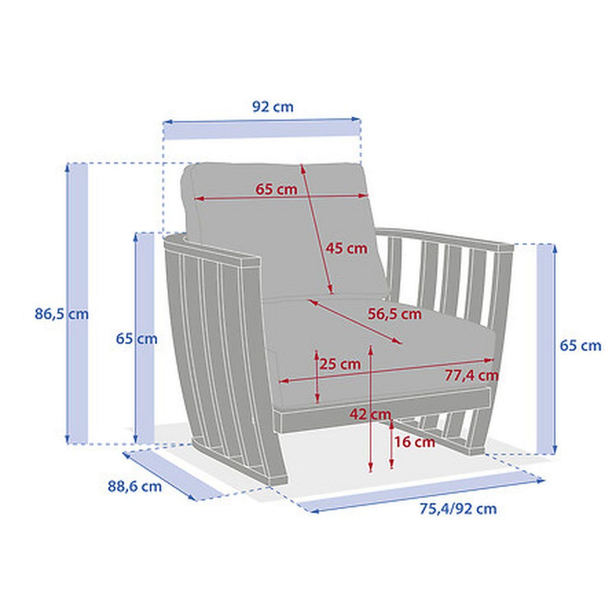 HESPERIDE Fauteuil de salon de jardin en bois LEMINDO - Beige