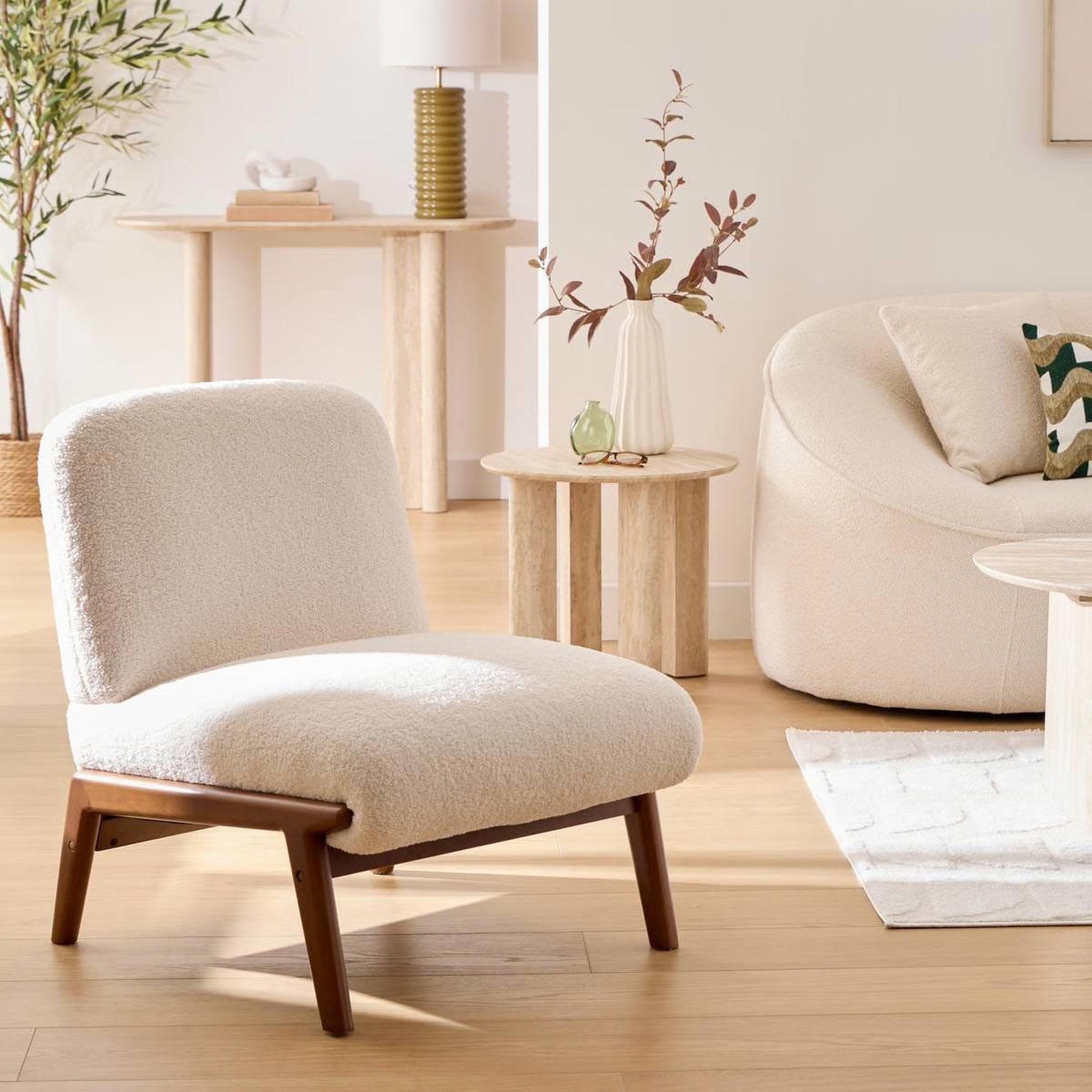 Voir la diapositive 5 : ATMOSPHERA Fauteuil en bouclette liora - ivoire