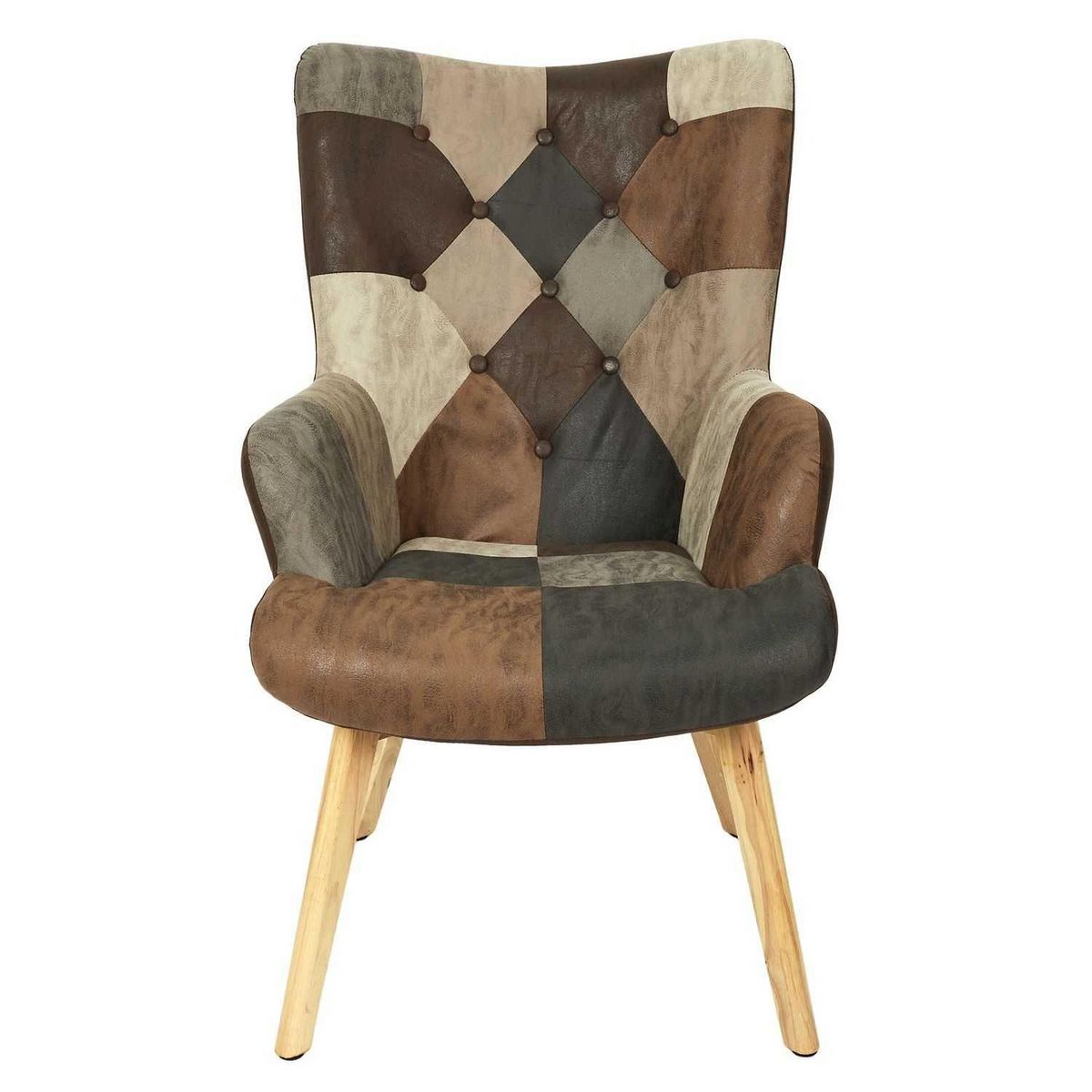 The Home Deco Factory Fauteuil de salon scandi en patchwork Helsinki