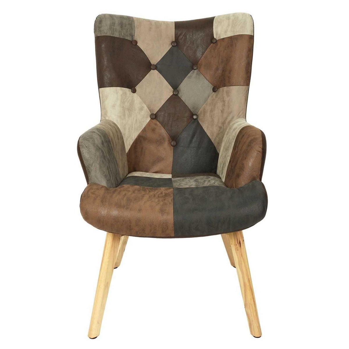 The Home Deco Factory Fauteuil de salon scandi en patchwork Helsinki
