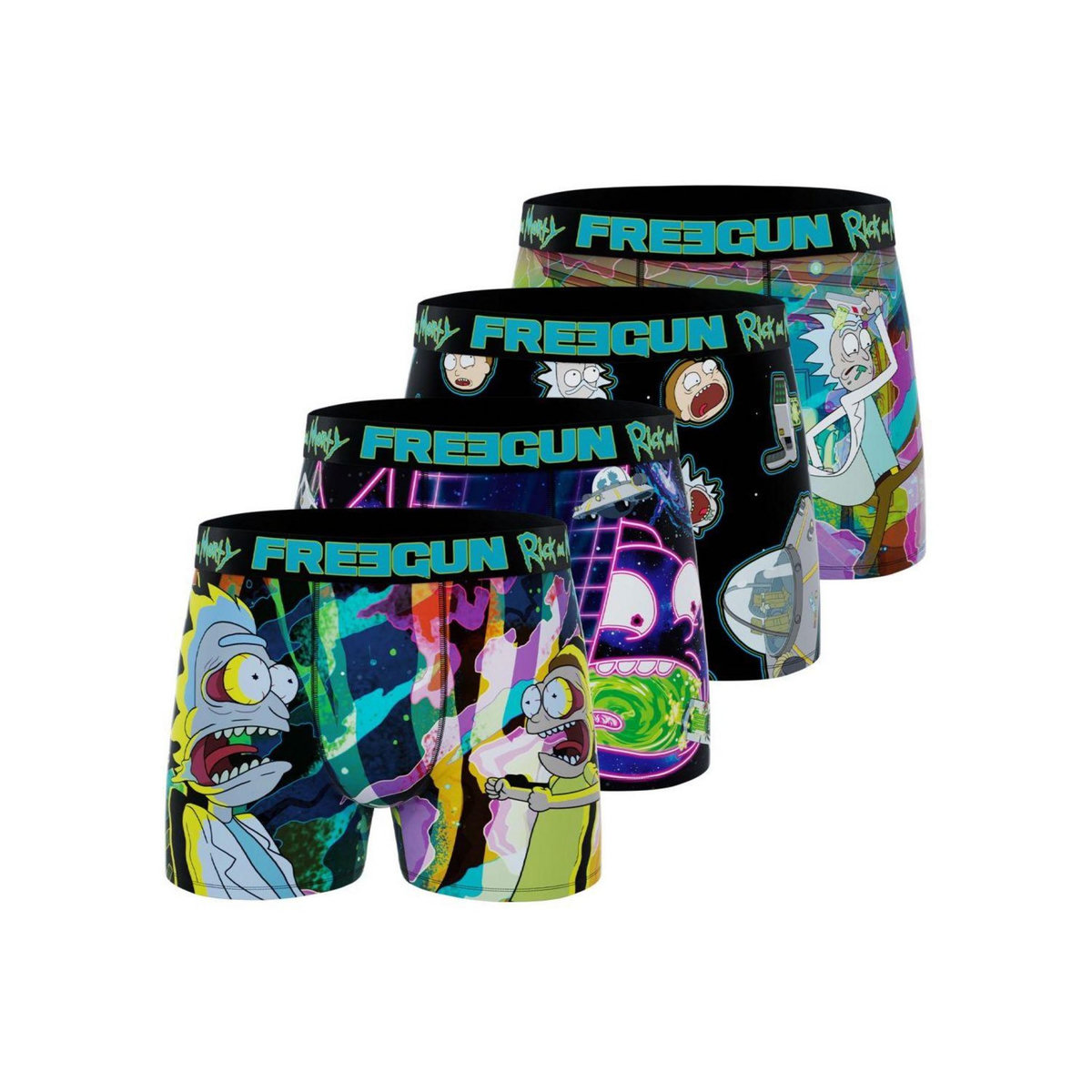 FREEGUN Lot de 4 Boxers homme Rick and Morty G1