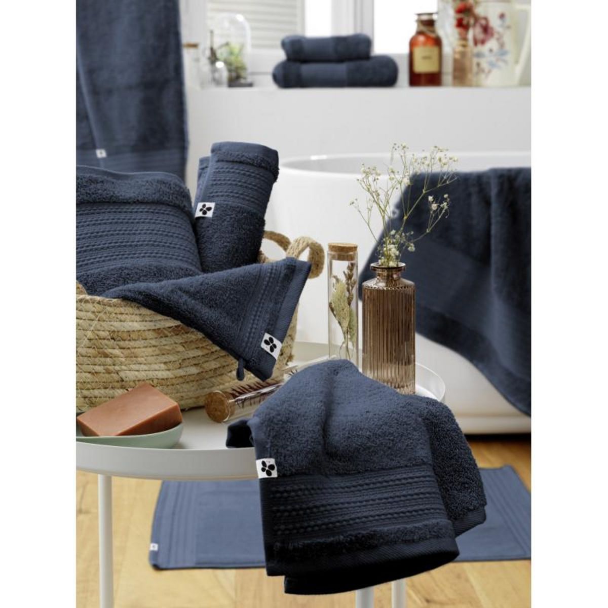 L EFFET PAPILLON Lot de 2 gants de toilette  Garance  15 x 21 cm / 100% Coton Bio / 600 gr/m² l'Effet Papillon -  - Lot de 2 Gants de toilette 15 x 21 cm