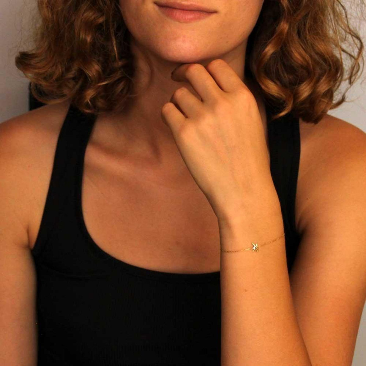 L'ATELIER D'AZUR Bracelet Or Jaune - Noeud Serti d'un Zirconium