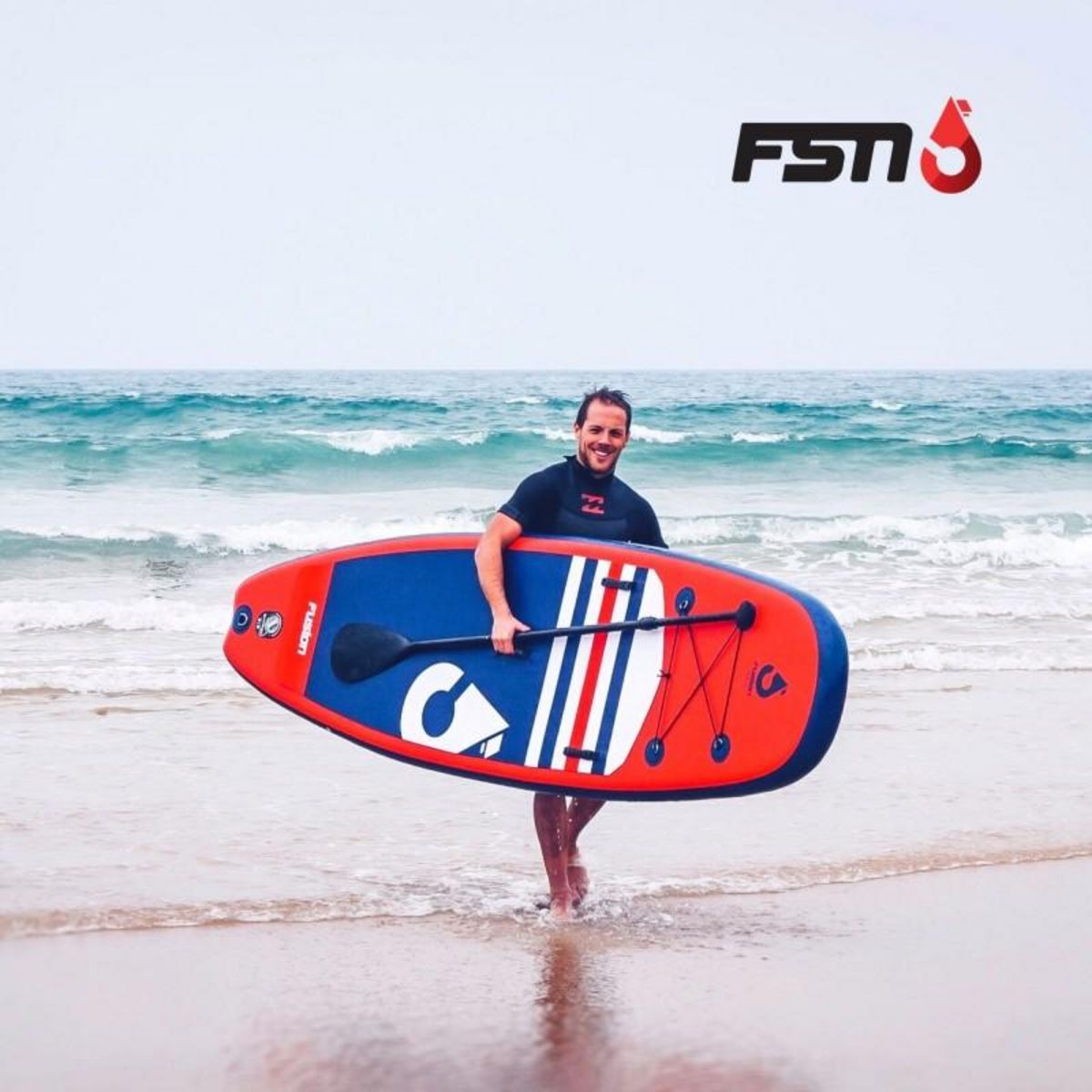 FUSION Paddle Gonflable VULK 9'8 - 299 x 81 x 13 cm - Stand Up Paddle avec pagaie, leash, pompe et sac de transport