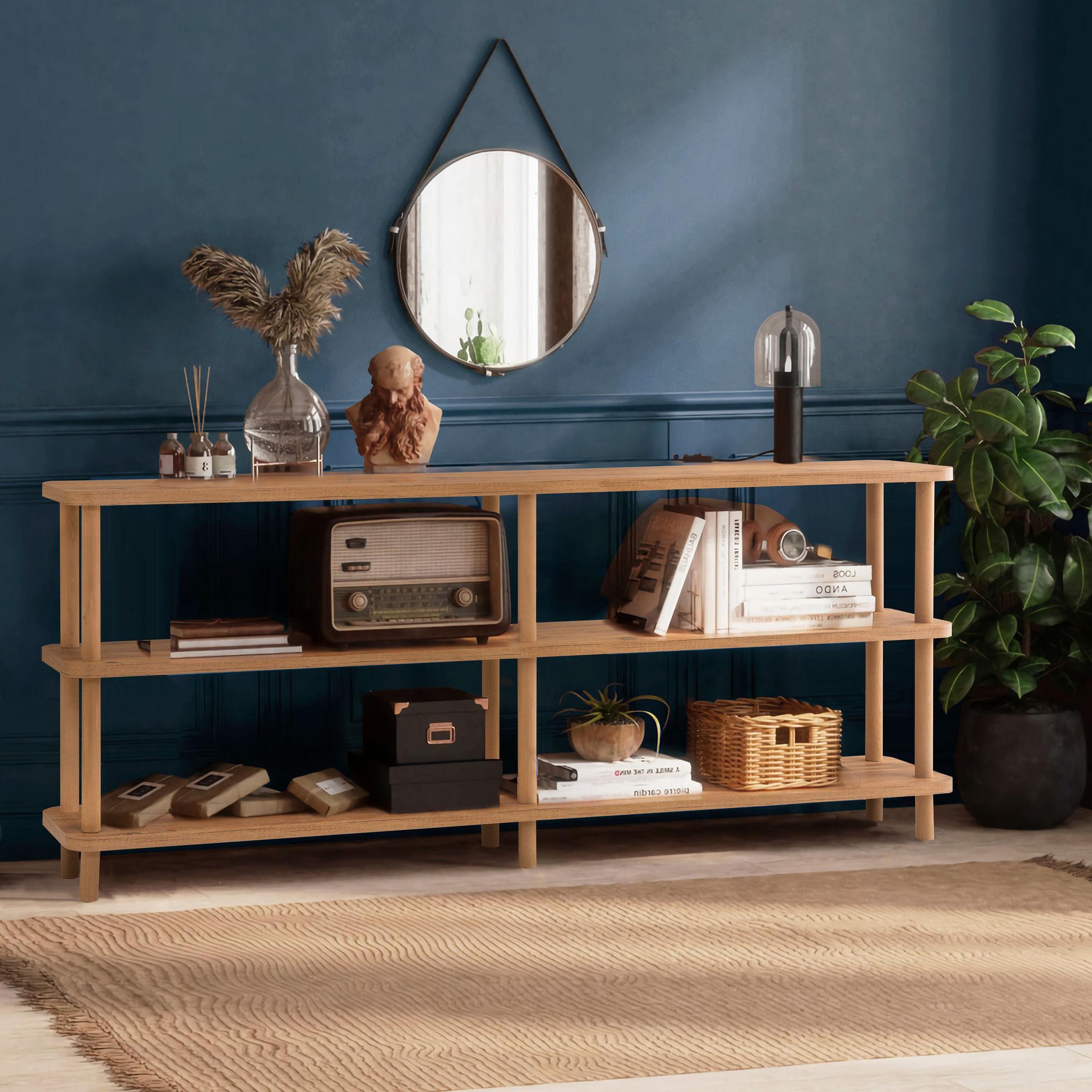Voir la diapositive 2 : Habitat et Jardin Bibliothèque en bois  Zen  - 180 x 35 x 75 cm - Marron