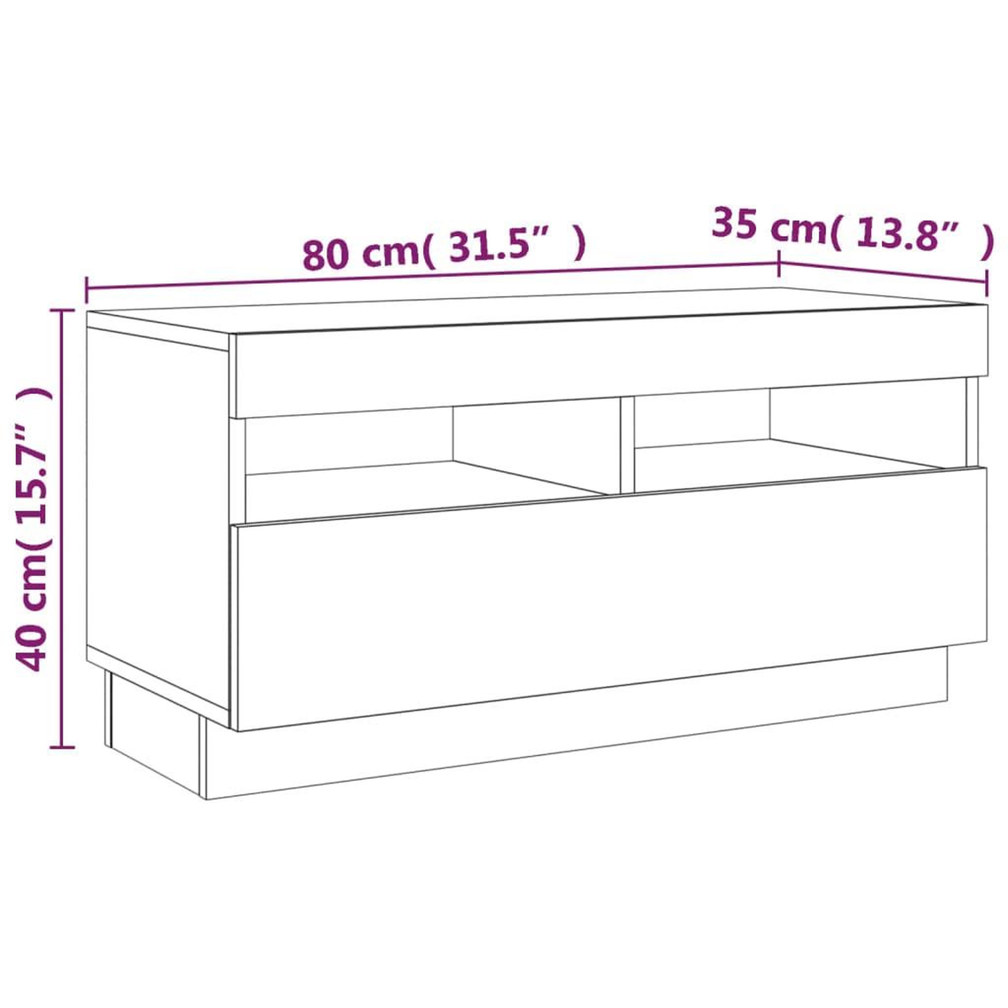 Voir la diapositive 6 : VIDAXL Meuble TV avec lumieres LED chene fume 80x35x40 cm