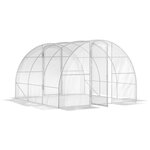 OUTSUNNY Serre tunnel de jardin 9 m² - 3 x 3 x 2 m - porte - acier galvanisé PE 150 g/m² transparent