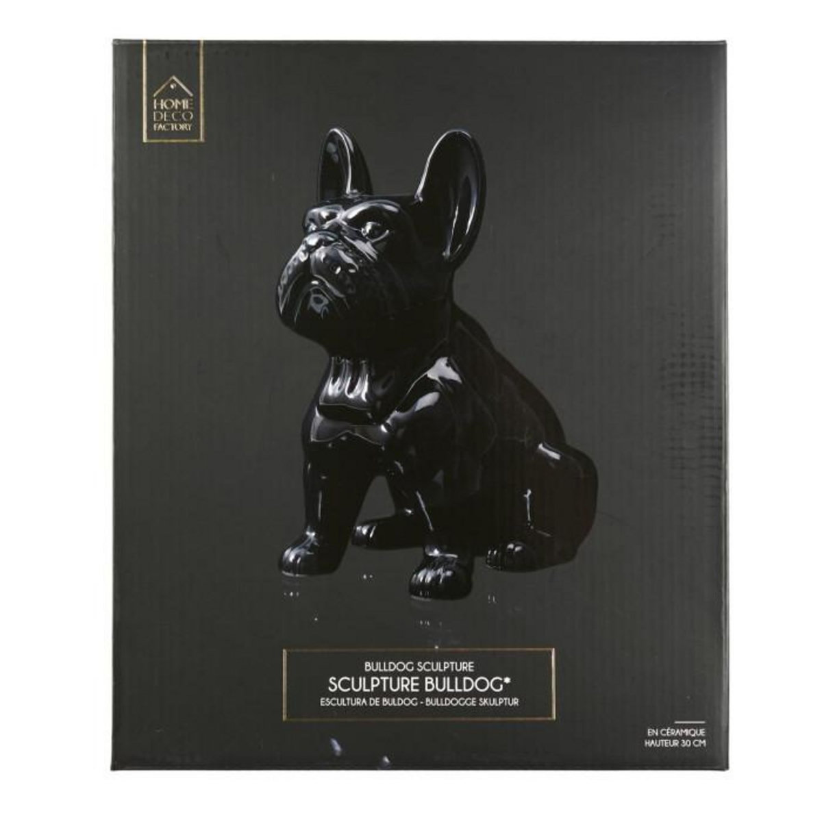Paris Prix Statuette Déco en Céramique  Bulldog  30cm Noir