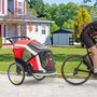PAWHUT Remorque vélo jogger 2 en 1 pour animaux drapeau roues avants pivotantes réflecteurs et barre d'attelage inclus rouge noir
