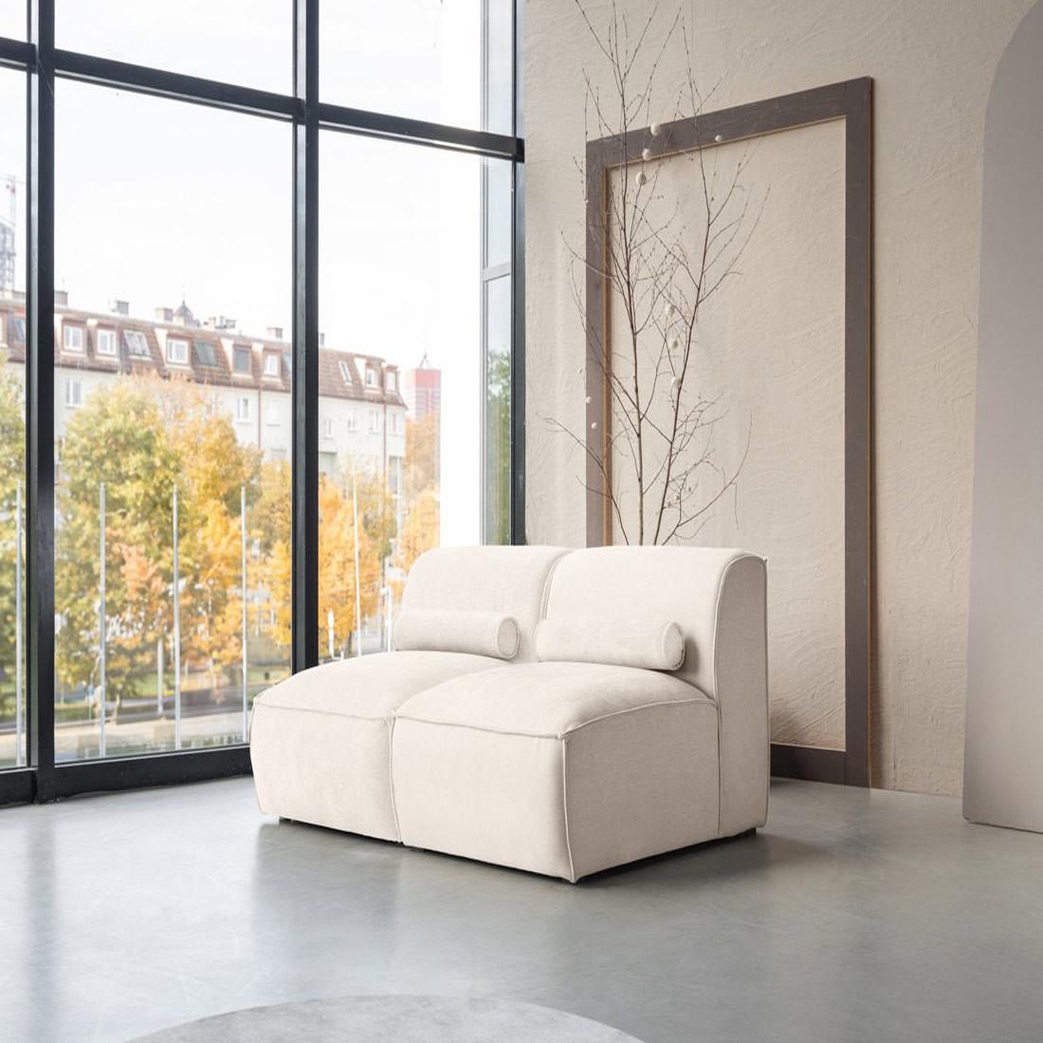 BEST MOBILIER Felix - canapé modulable 2 places en tissu texturé. Coloris disponibles : Vert, Gris