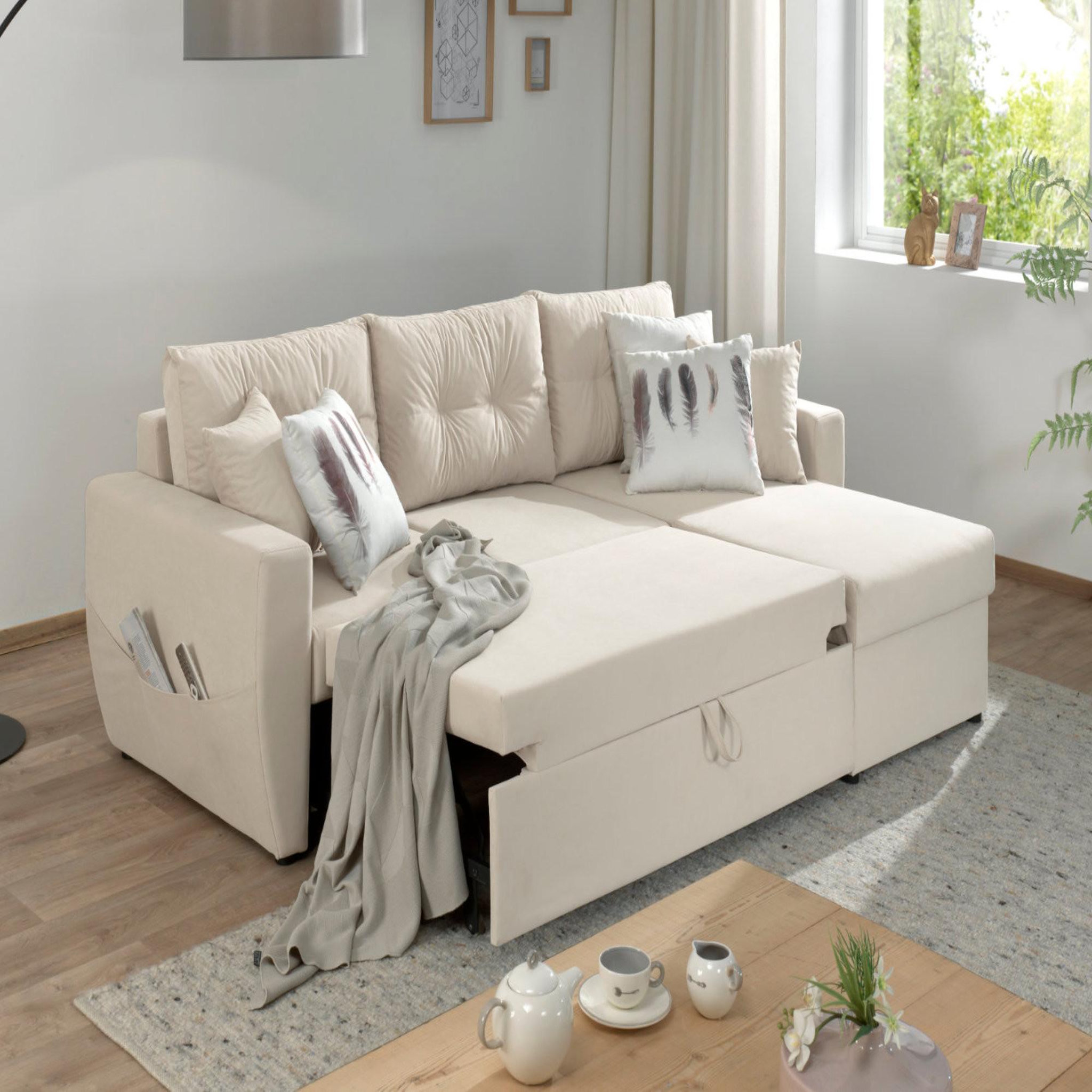 Voir la diapositive 3 : BEST MOBILIER Astoria - canapé d'angle réversible - convertible avec coffre - style contemporain- 4 places