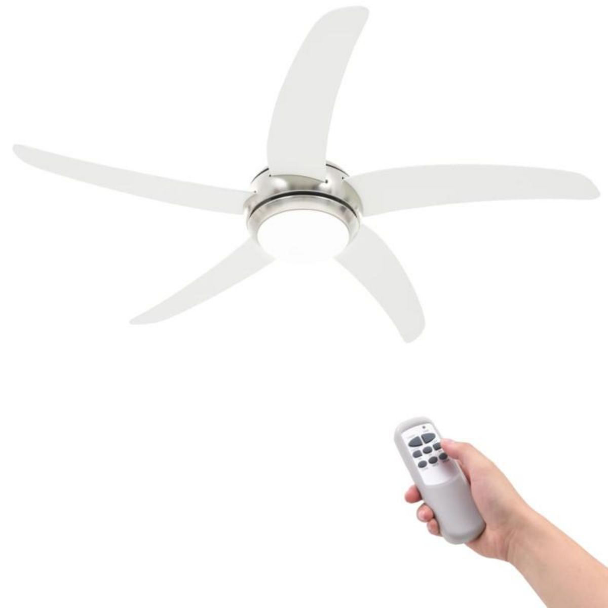 VIDAXL Ventilateur de plafond orné avec lampe 128 cm Blanc