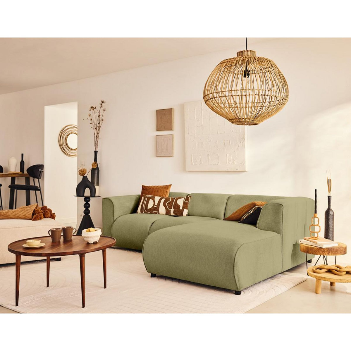 LISA DESIGN Suaro - module d'assise méridienne droit en tissu texturé