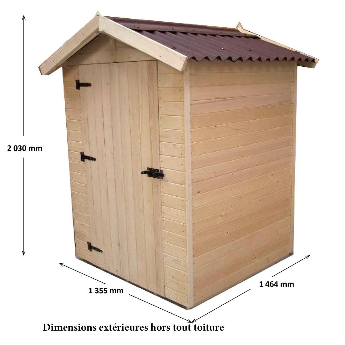 Abri de jardin bois - 1.36m² - TUAM