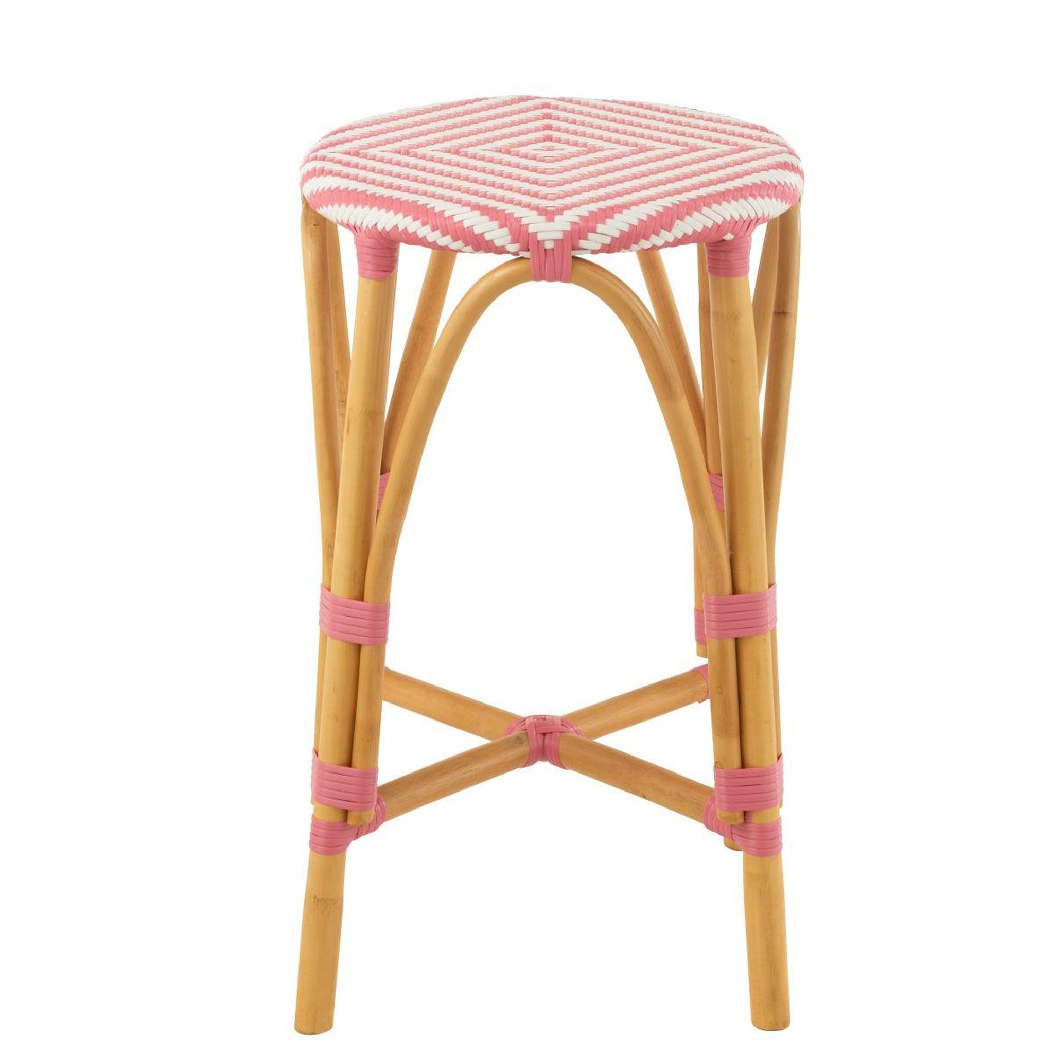 Voir la diapositive 2 : J-LINE Tabouret de bar en rotin  danial  65cm rose