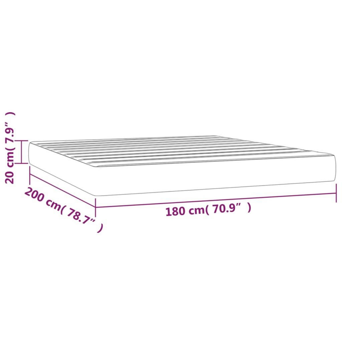 VIDAXL Matelas de lit a ressorts ensaches Taupe 180x200x20 cm Tissu