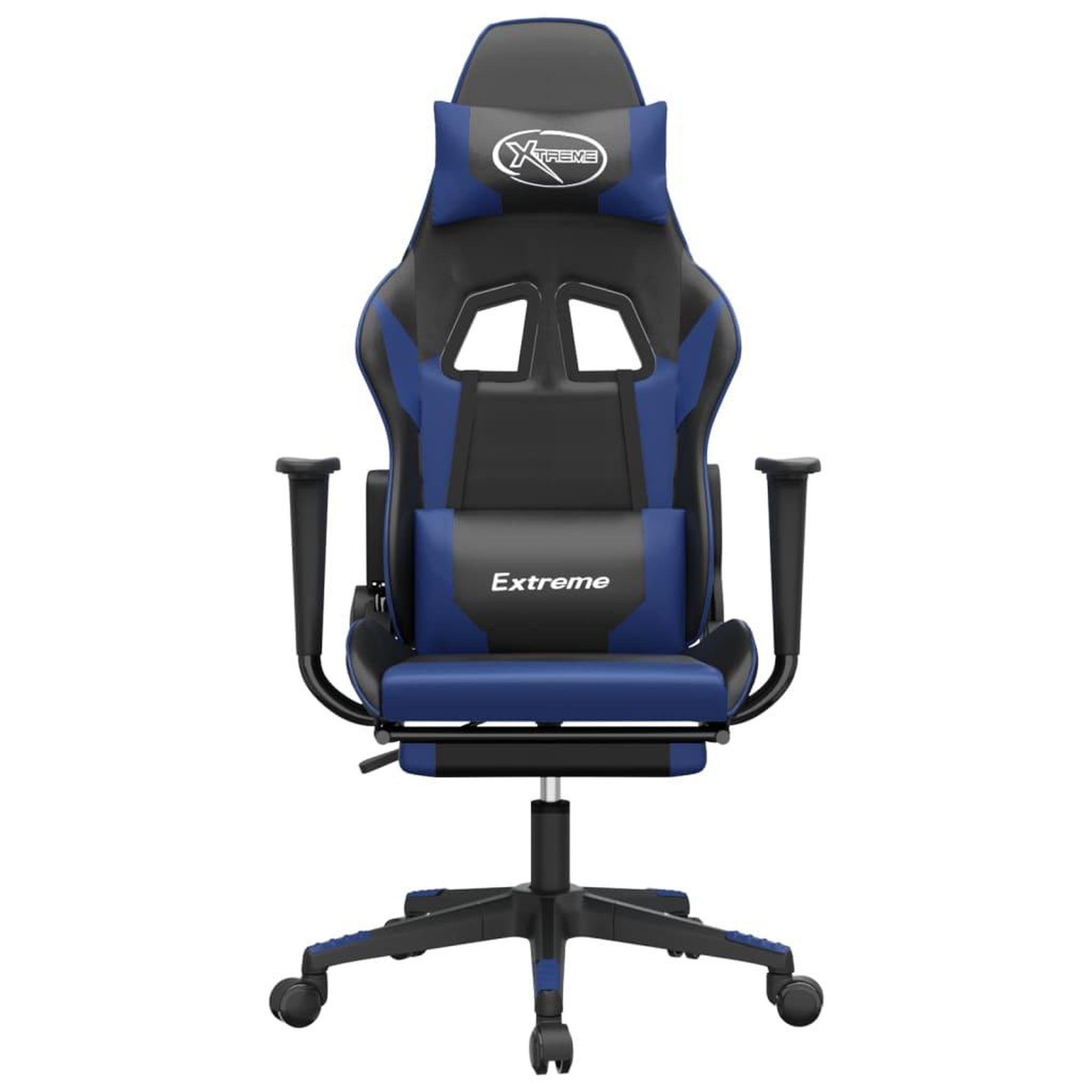 Voir la diapositive 4 : VIDAXL Chaise de jeu de massage et repose-pied Noir et bleu Similicuir