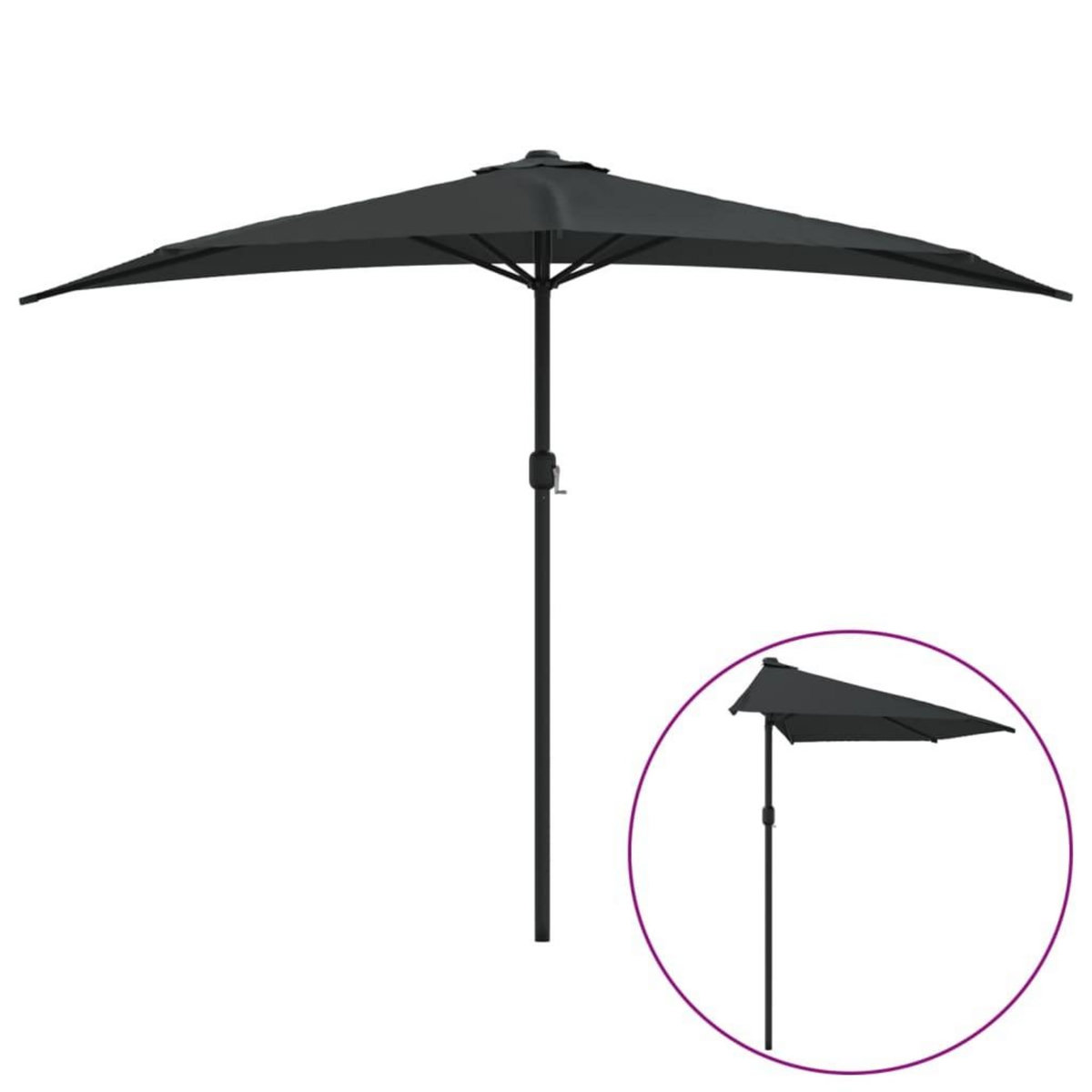 VIDAXL Parasol de balcon avec mat en aluminium Noir 300x155x223cm Demi