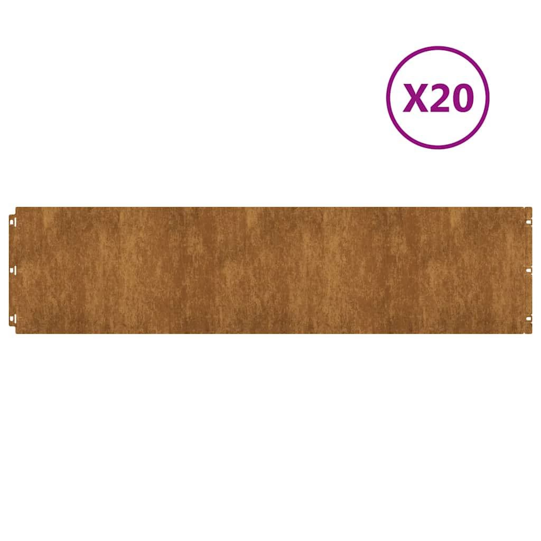 Voir la diapositive 2 : VIDAXL Bordures de pelouse 20 pcs 25x103 cm acier patinable flexible