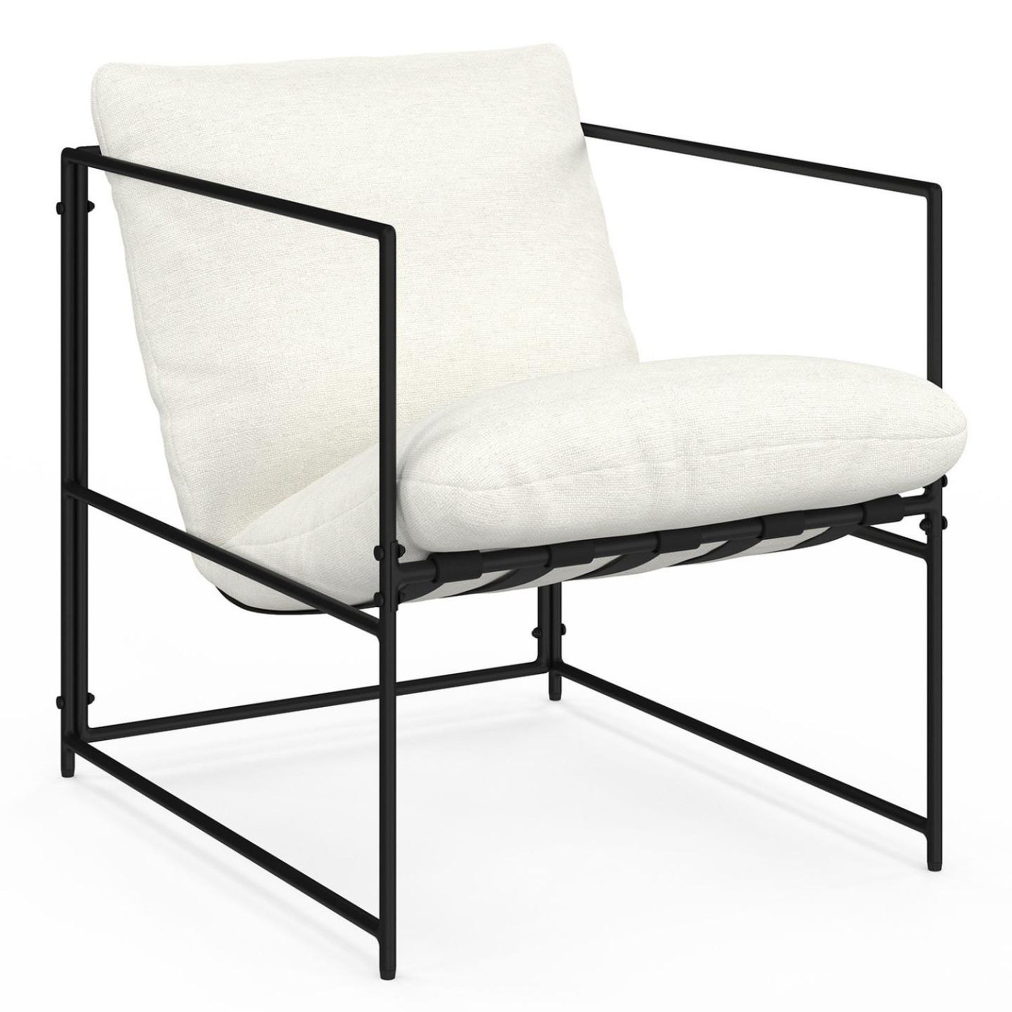 ID MARKET Fauteuil rembourré ulysse structure métal et coussin blanc