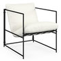 Voir la diapositive 1 : ID MARKET Fauteuil rembourré ULYSSE structure métal et coussin blanc