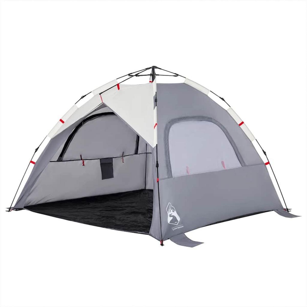 VIDAXL Tente de plage 3 personnes gris liberation rapide impermeable