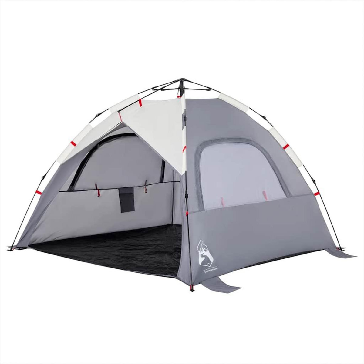 VIDAXL Tente de plage 3 personnes gris liberation rapide impermeable