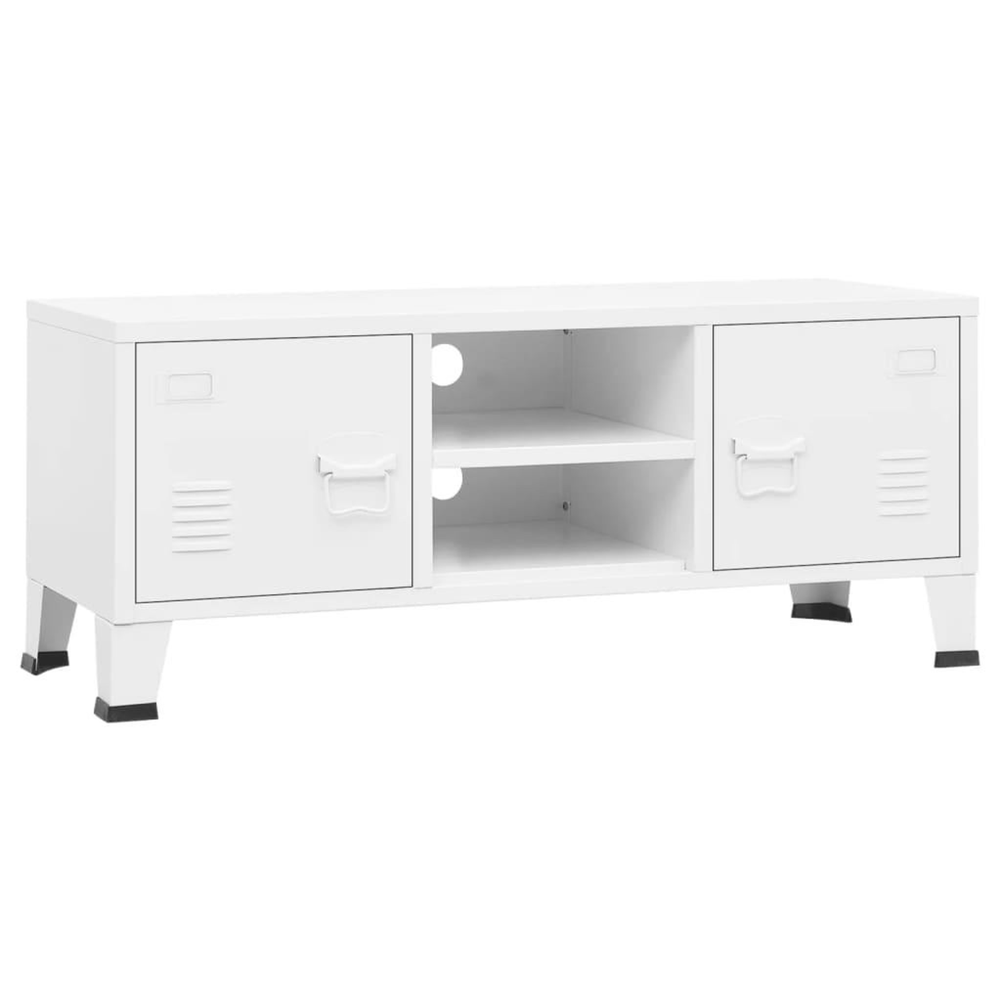 Voir la diapositive 2 : VIDAXL Meuble TV industriel Blanc 105x35x42 cm Metal