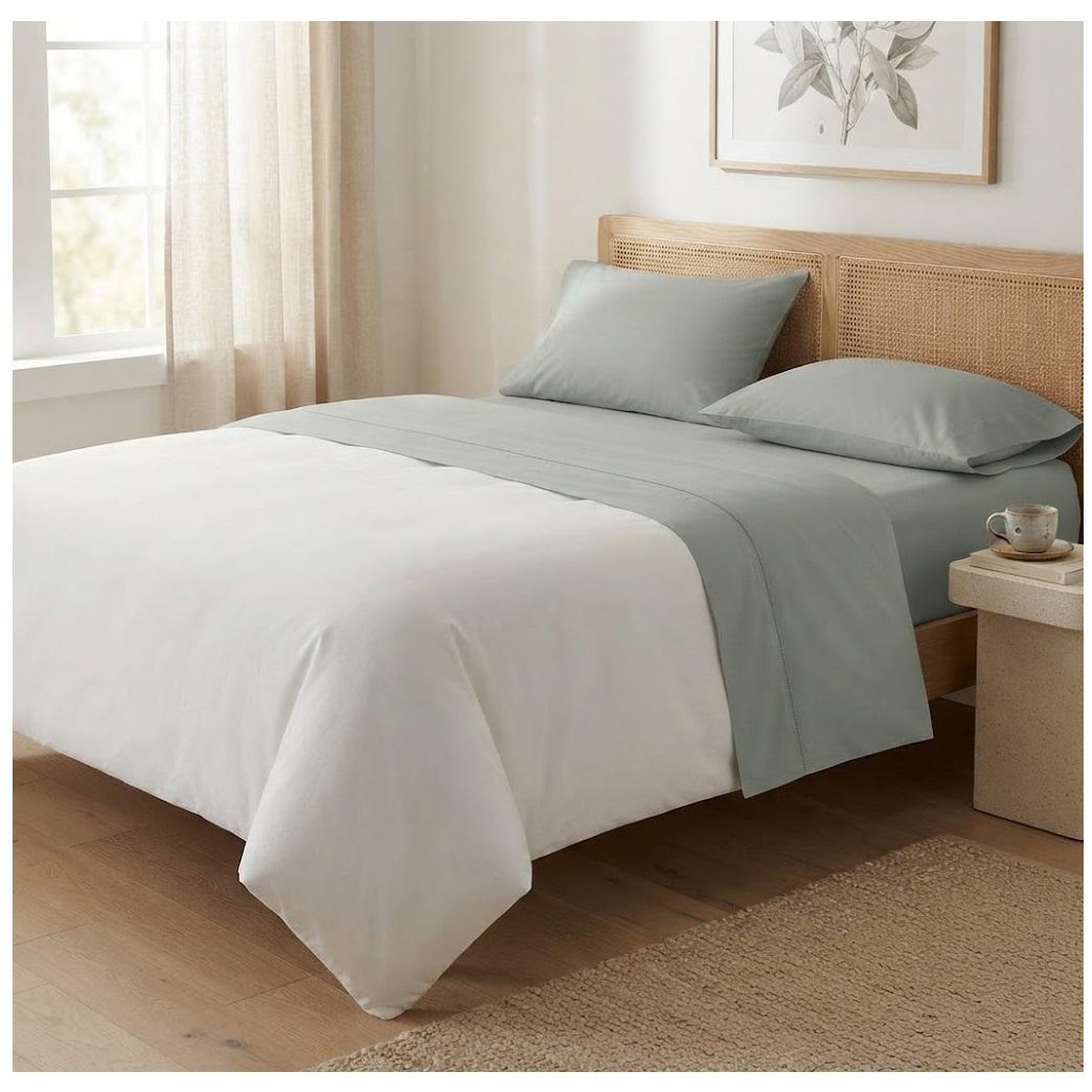 Voir la diapositive 4 : Eden Drap plat en percale de coton confort
