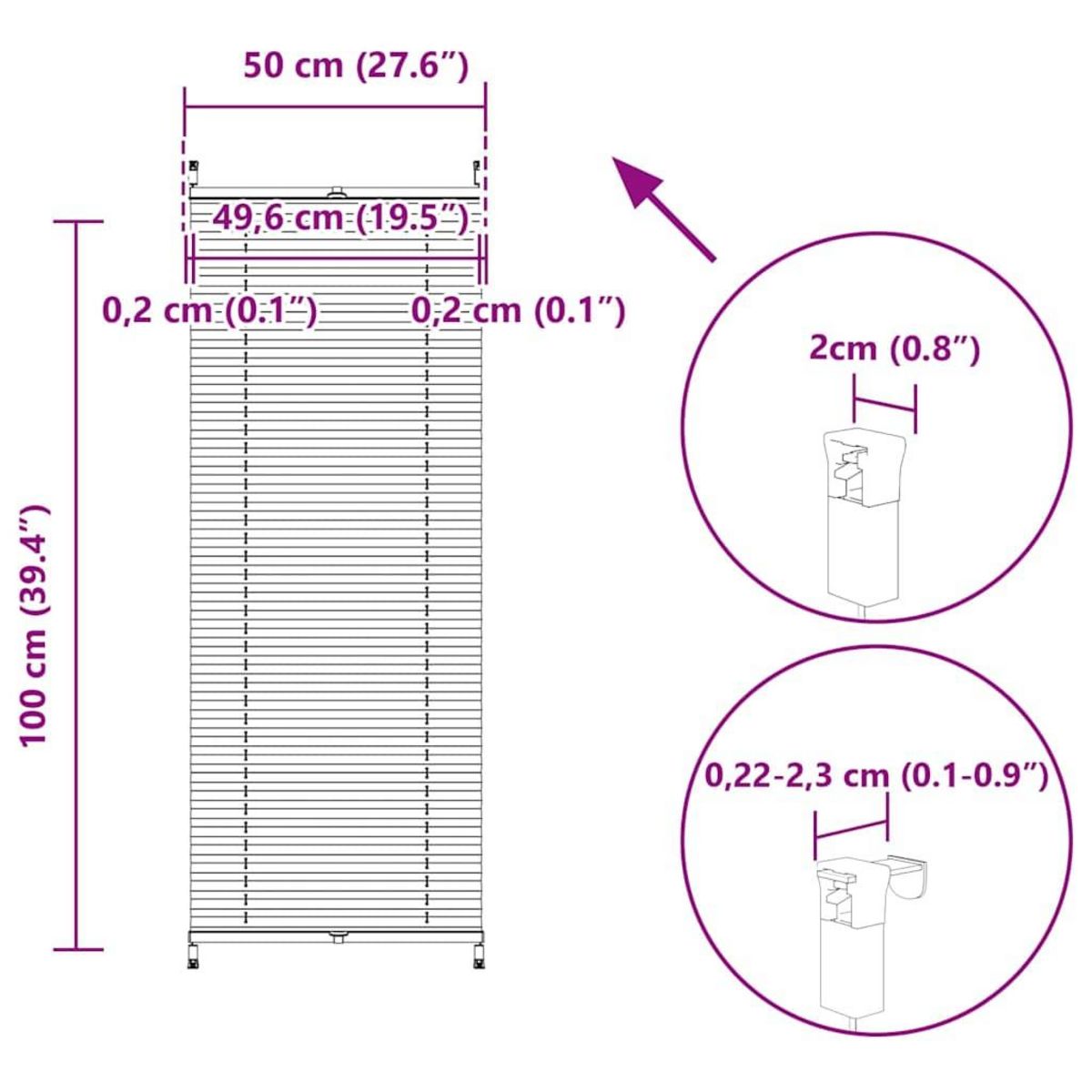 VIDAXL Store plisse 50x100 cm Blanc