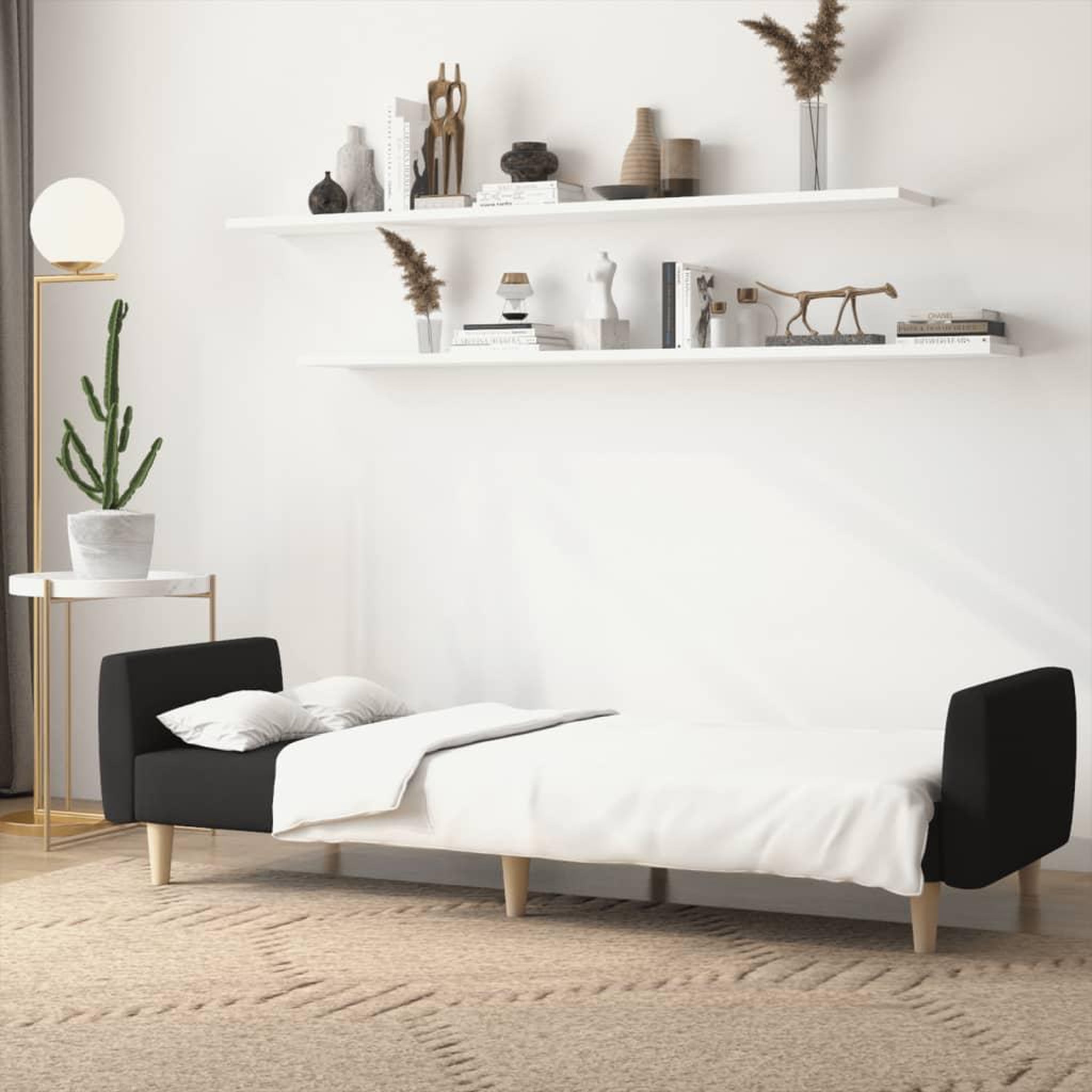 Voir la diapositive 3 : VIDAXL Canape-lit a 2 places noir tissu