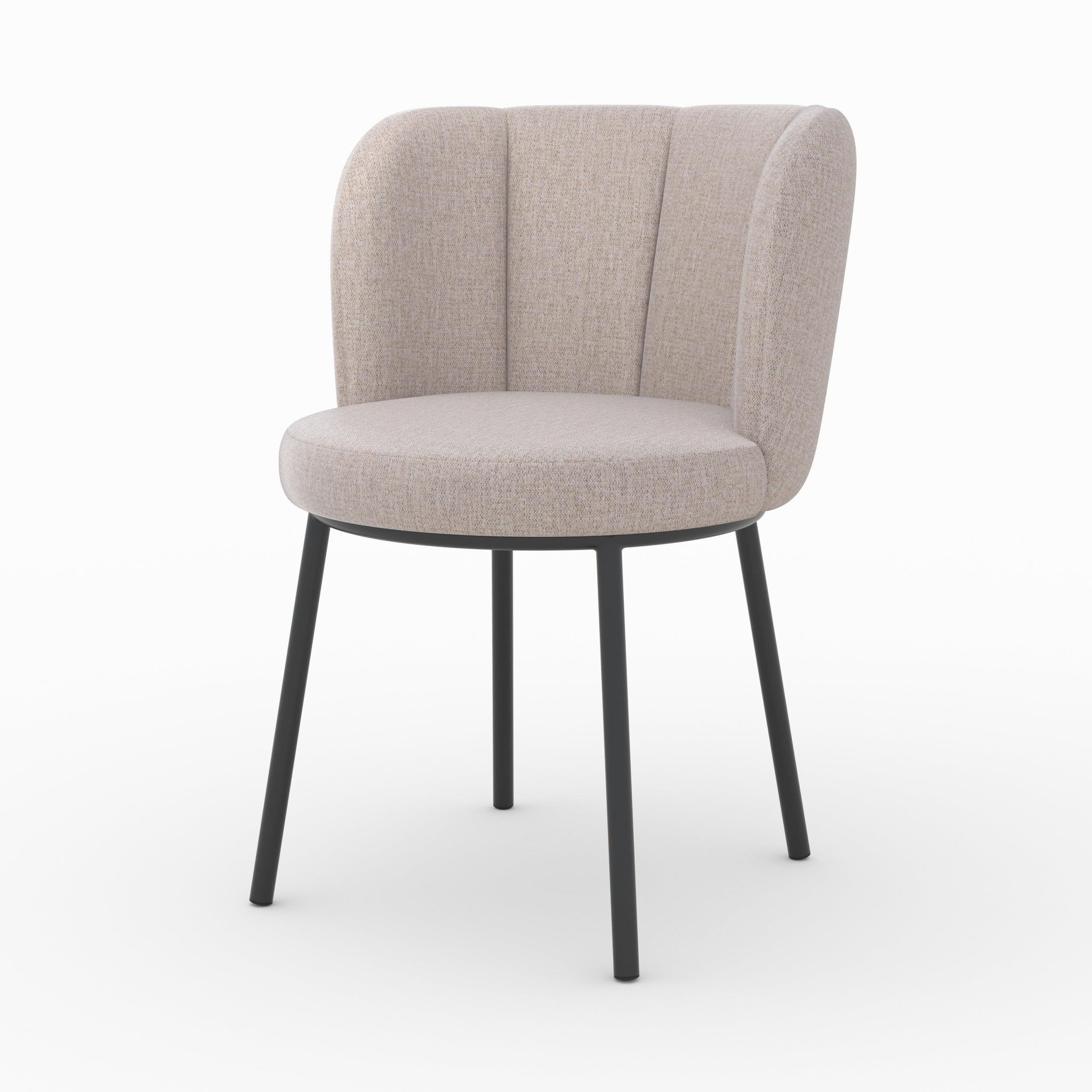 MAISON PAVANE Chaise en tissu beige chiné et pieds noirs-aby