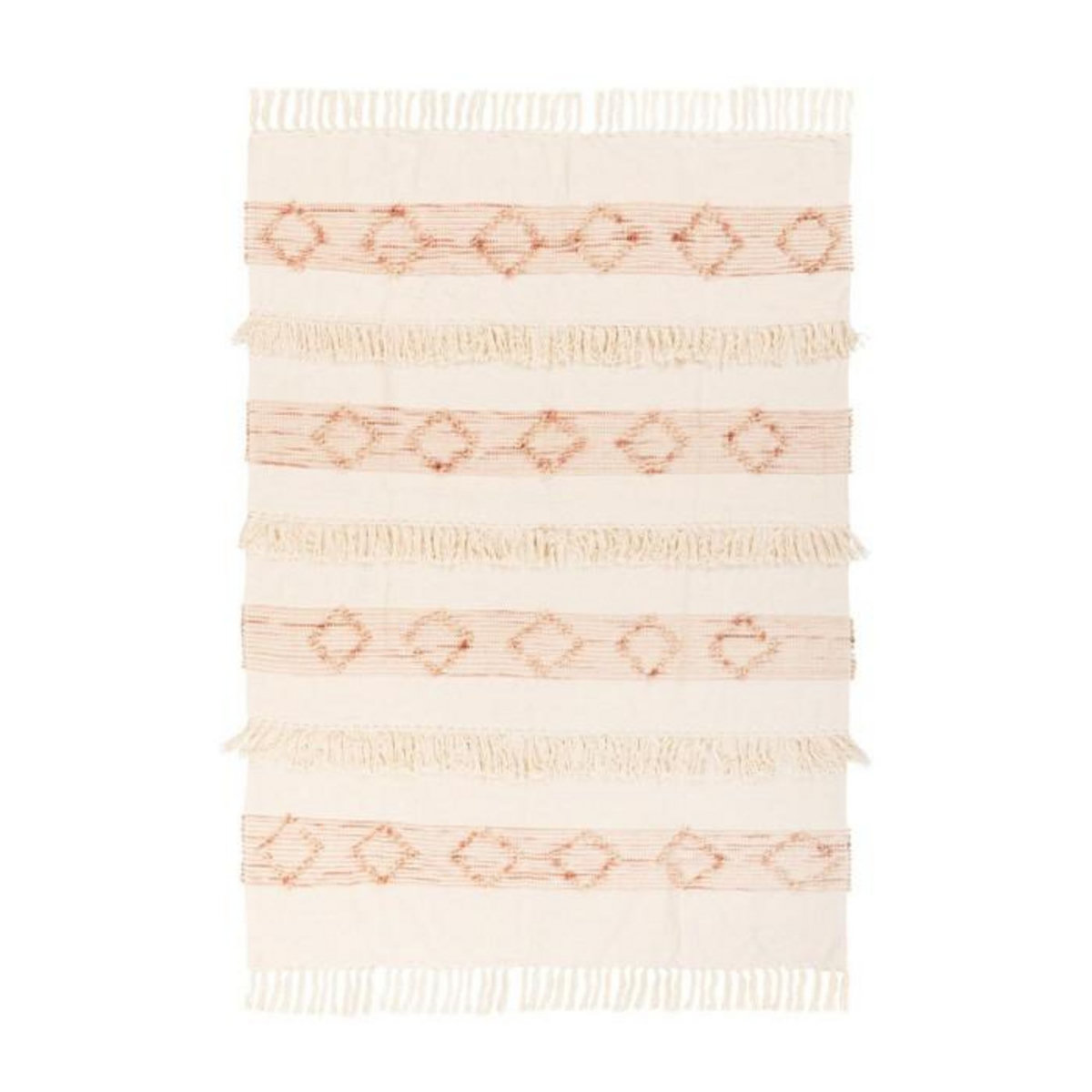 Paris Prix Plaid Tissé à la Main  Bohist  130x170cm Rose & Crème