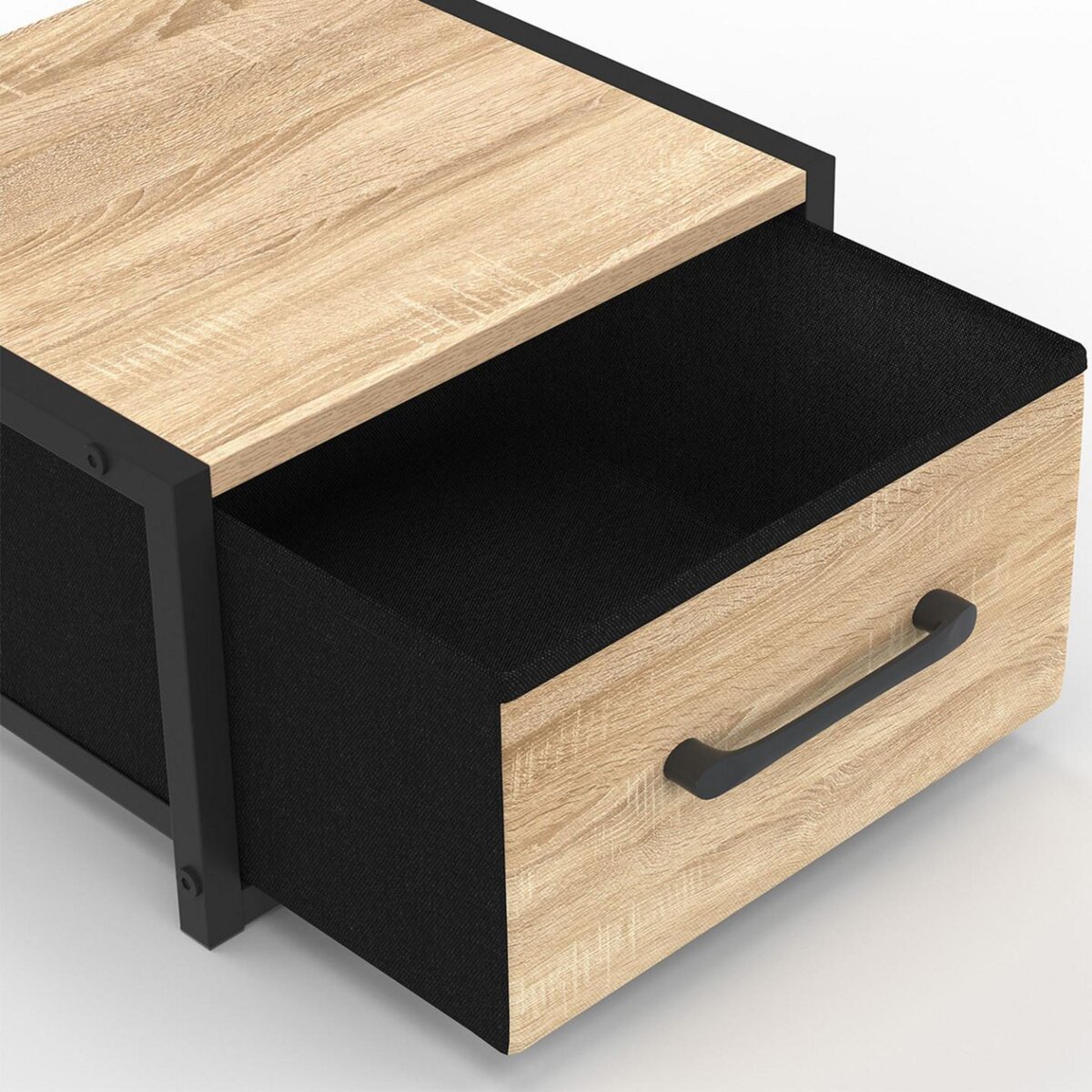 ID MARKET Lot de 2 tables de chevet murales tiroir en tissu UTAH design industriel