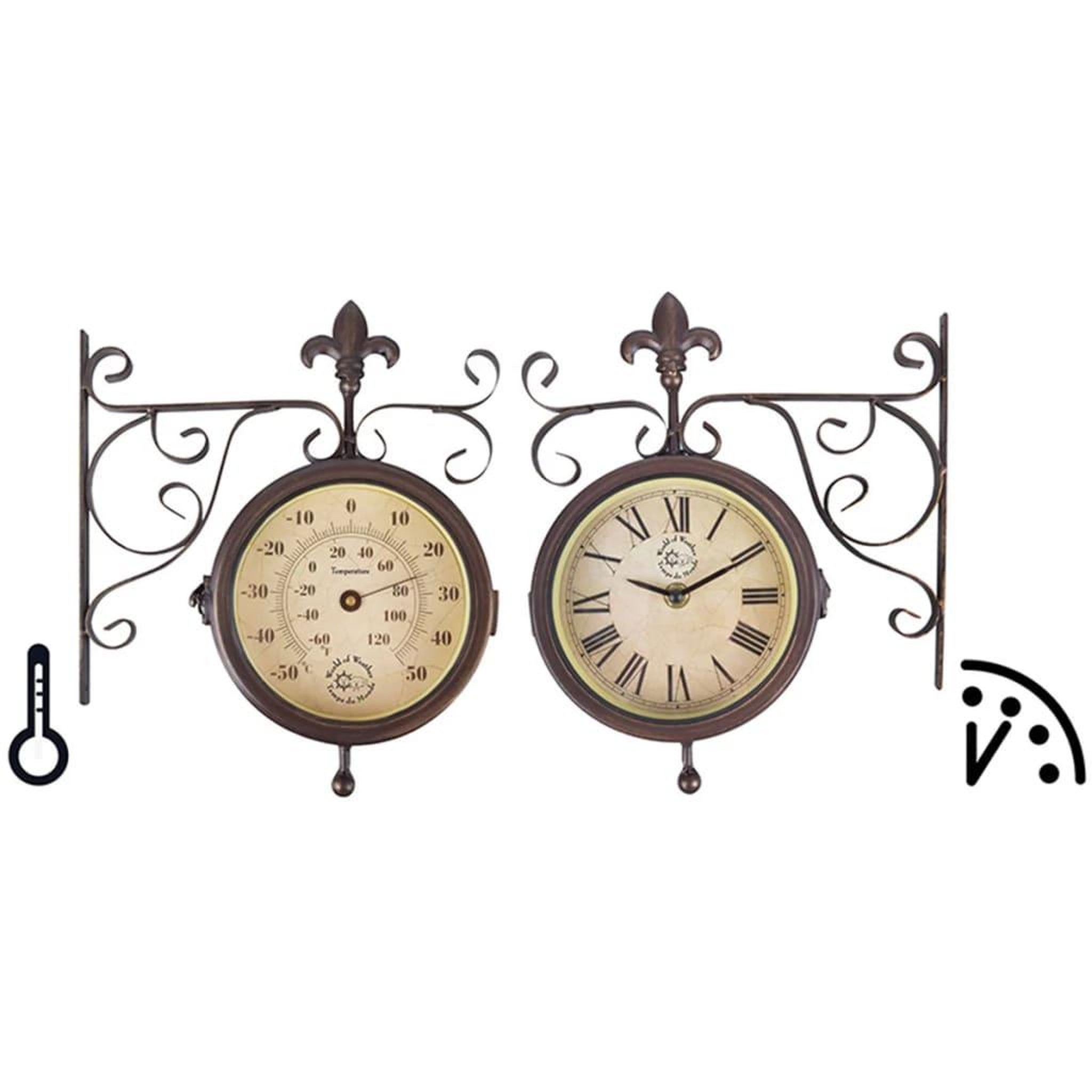 Voir la diapositive 1 : ESSCHERT DESIGN Esschert Design Horloge de station avec thermometre TF005
