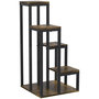 Voir la diapositive 1 : OUTSUNNY Support à fleurs style industriel 5 niveaux - porte plante 4 étagères - acier époxy noir aspect bois foncé