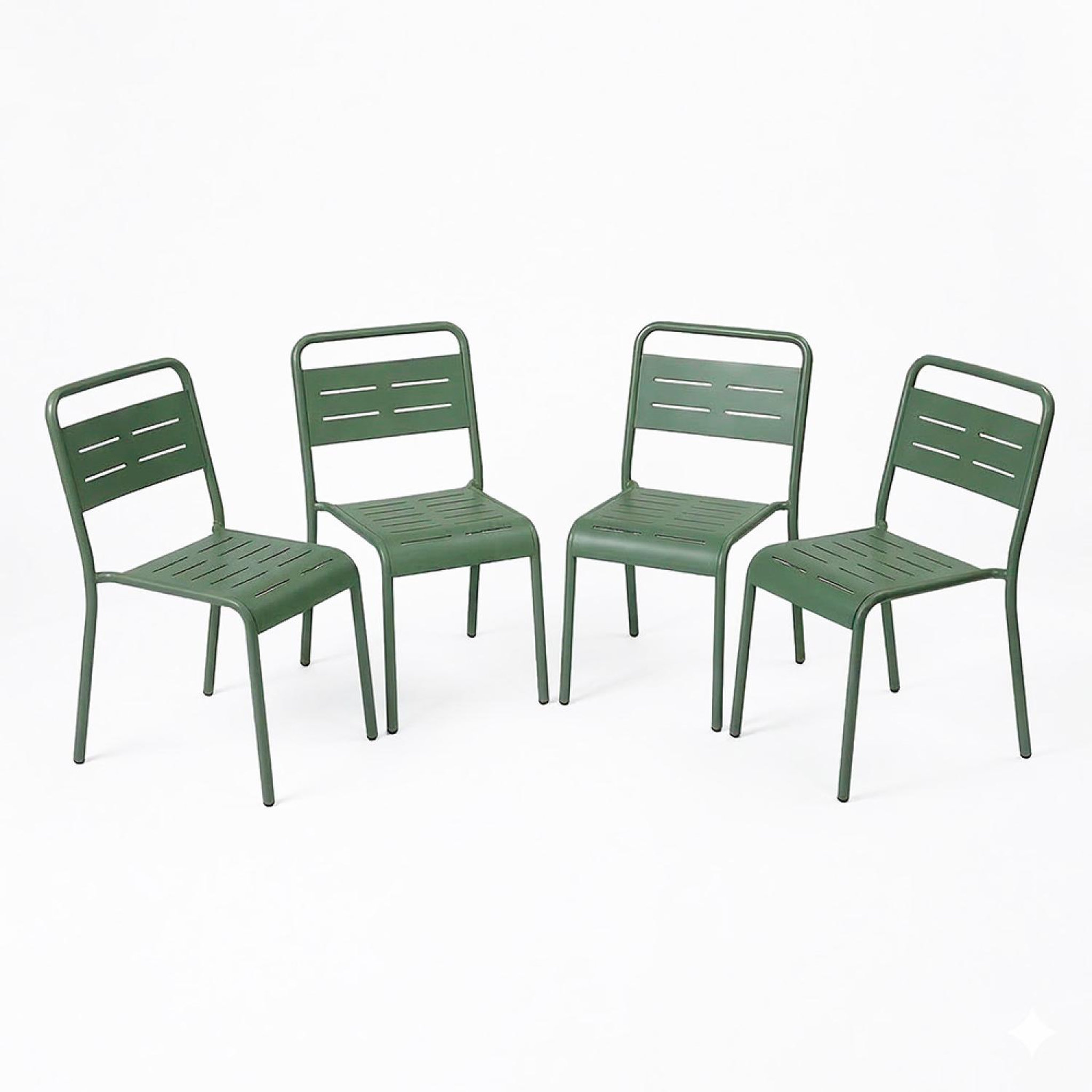 CONCEPT USINE Ensemble de 4 chaises de jardin empilables vertes bergame