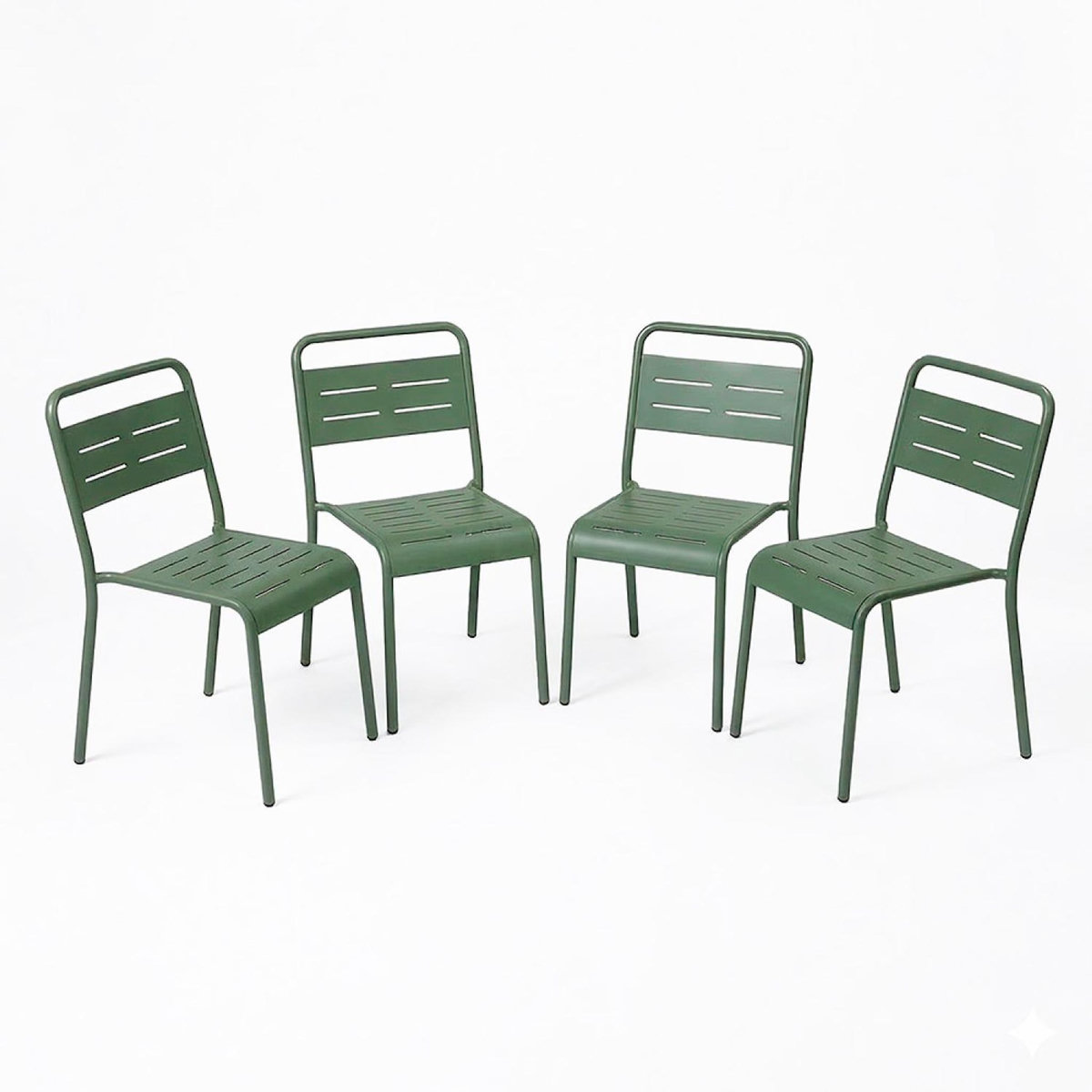 CONCEPT USINE Ensemble de 4 chaises de jardin empilables vertes BERGAME