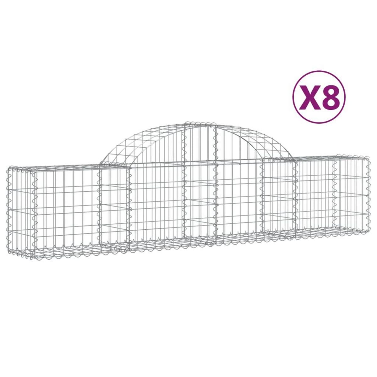 VIDAXL Paniers a gabions arques 8 pcs 200x30x40/60 cm Fer galvanise