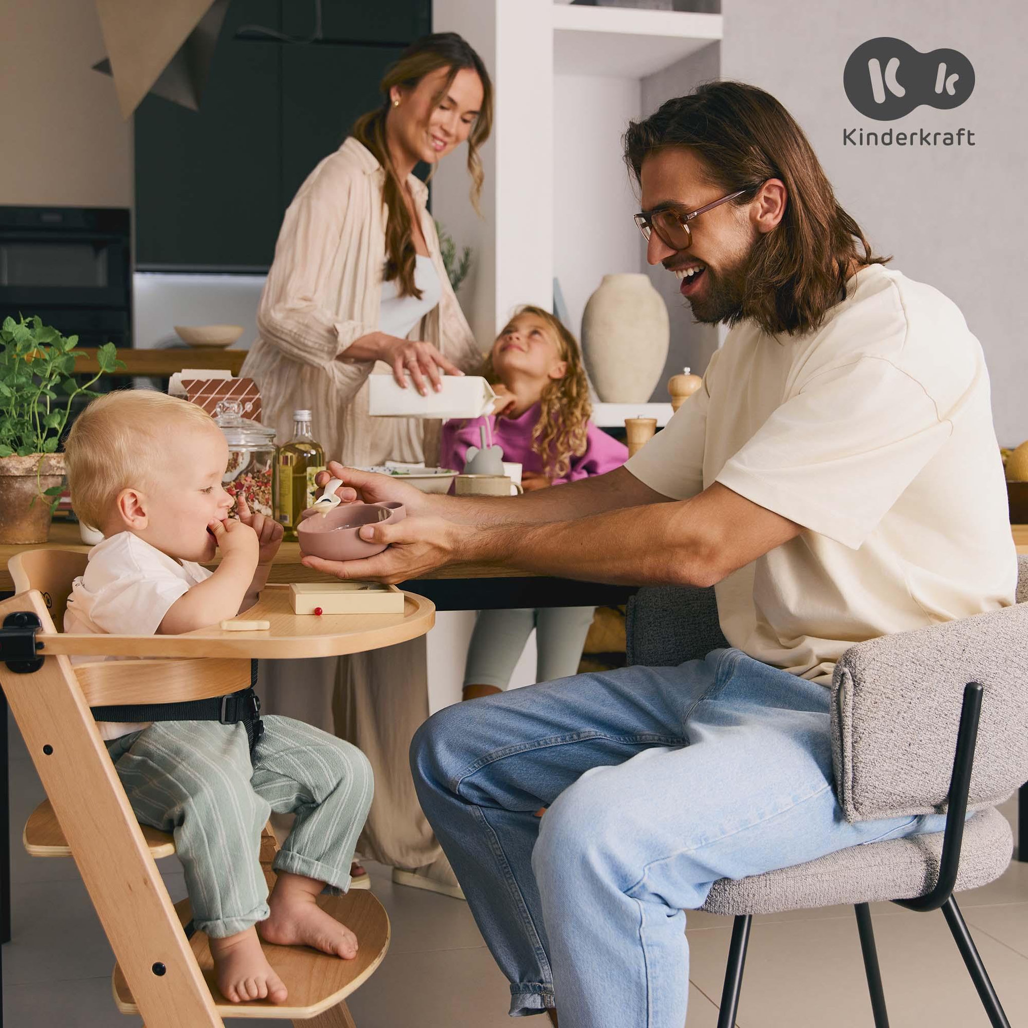 Voir la diapositive 3 : KINDERKRAFT Chaise haute bois 3 en 1 reglable avec harnais