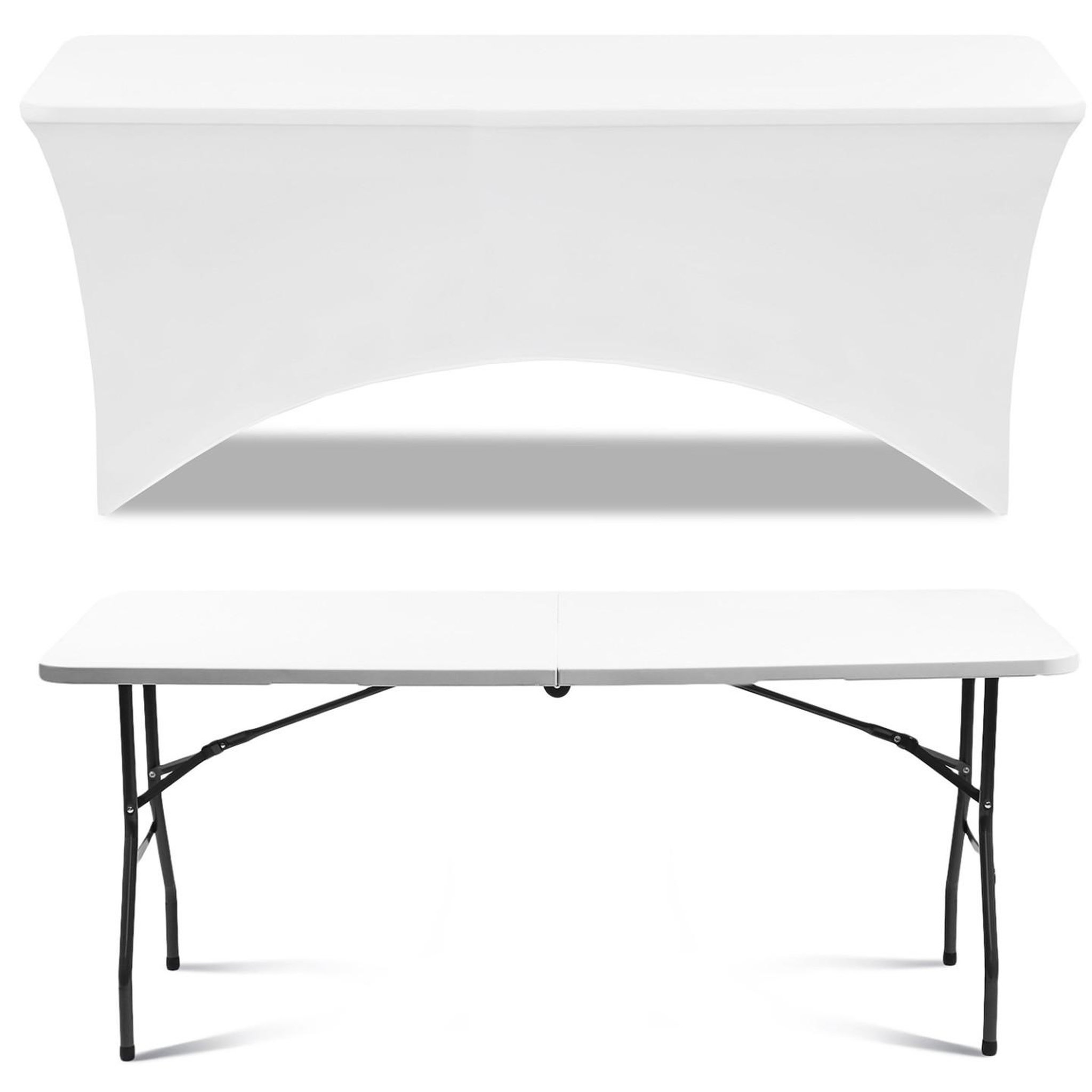 Voir la diapositive 6 : ID MARKET Housse blanche pour table pliante 180 cm